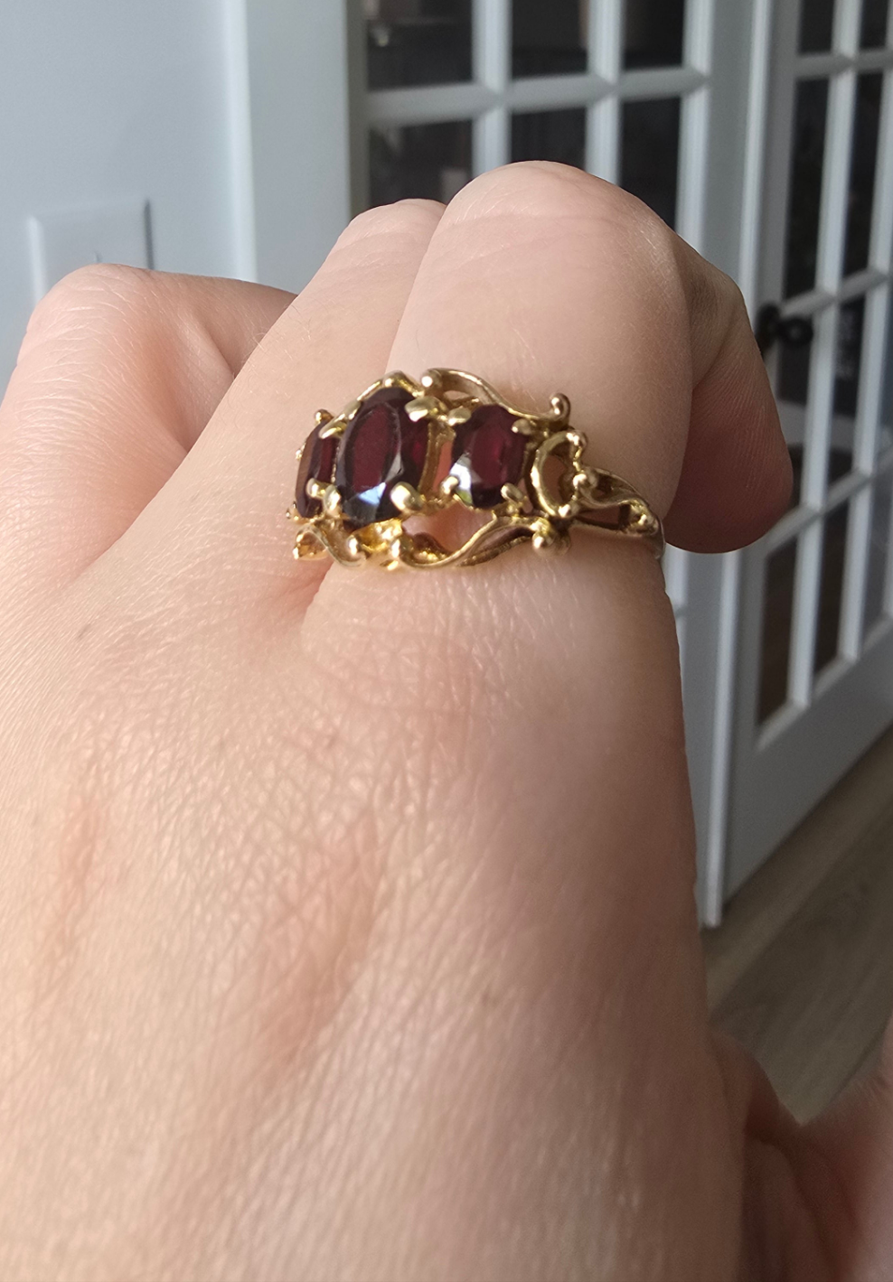 14K Yellow Gold Garnet Ring