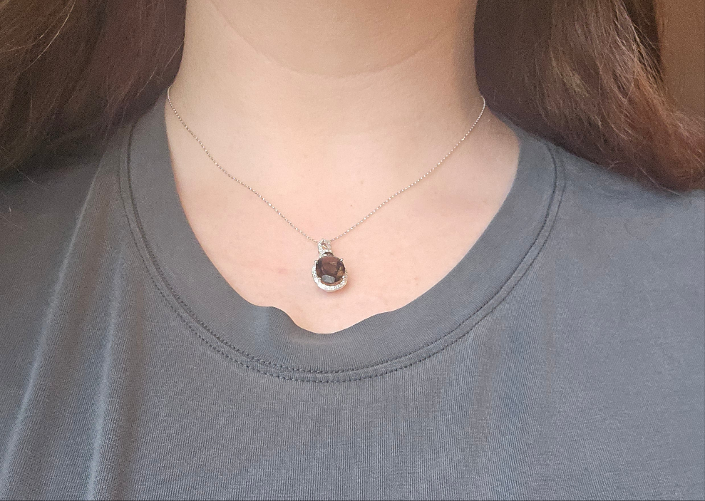 14K Smoky Quartz and Diamond Necklace