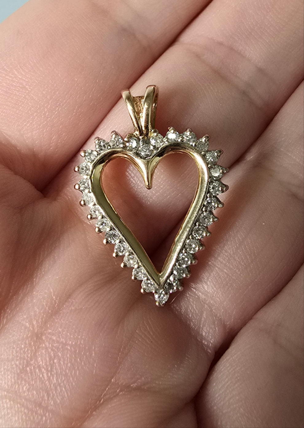 14K Yellow Gold 0.47 CTW Diamond Heart Pendant