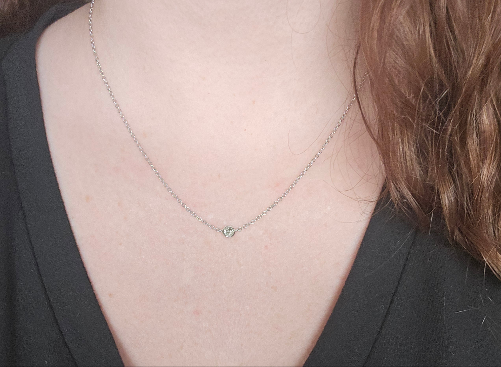 14K White Gold 0.32 CT Diamond Solitaire Necklace