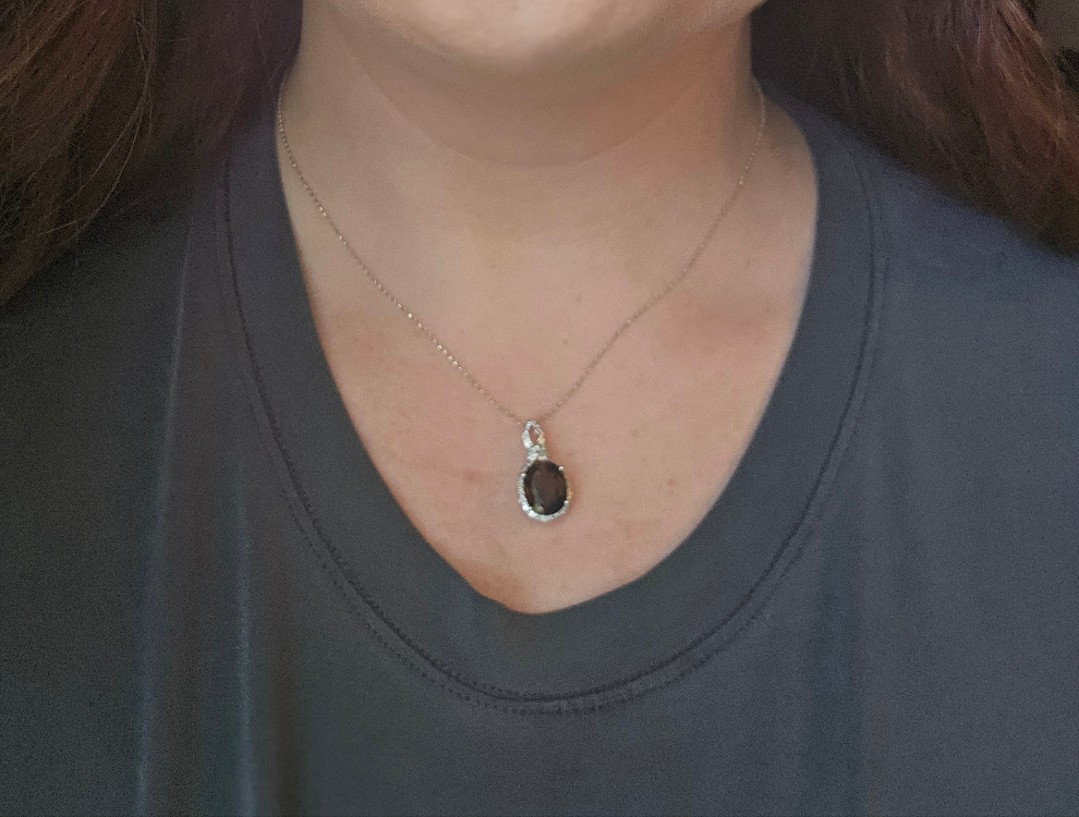 14K Smoky Quartz and Diamond Necklace