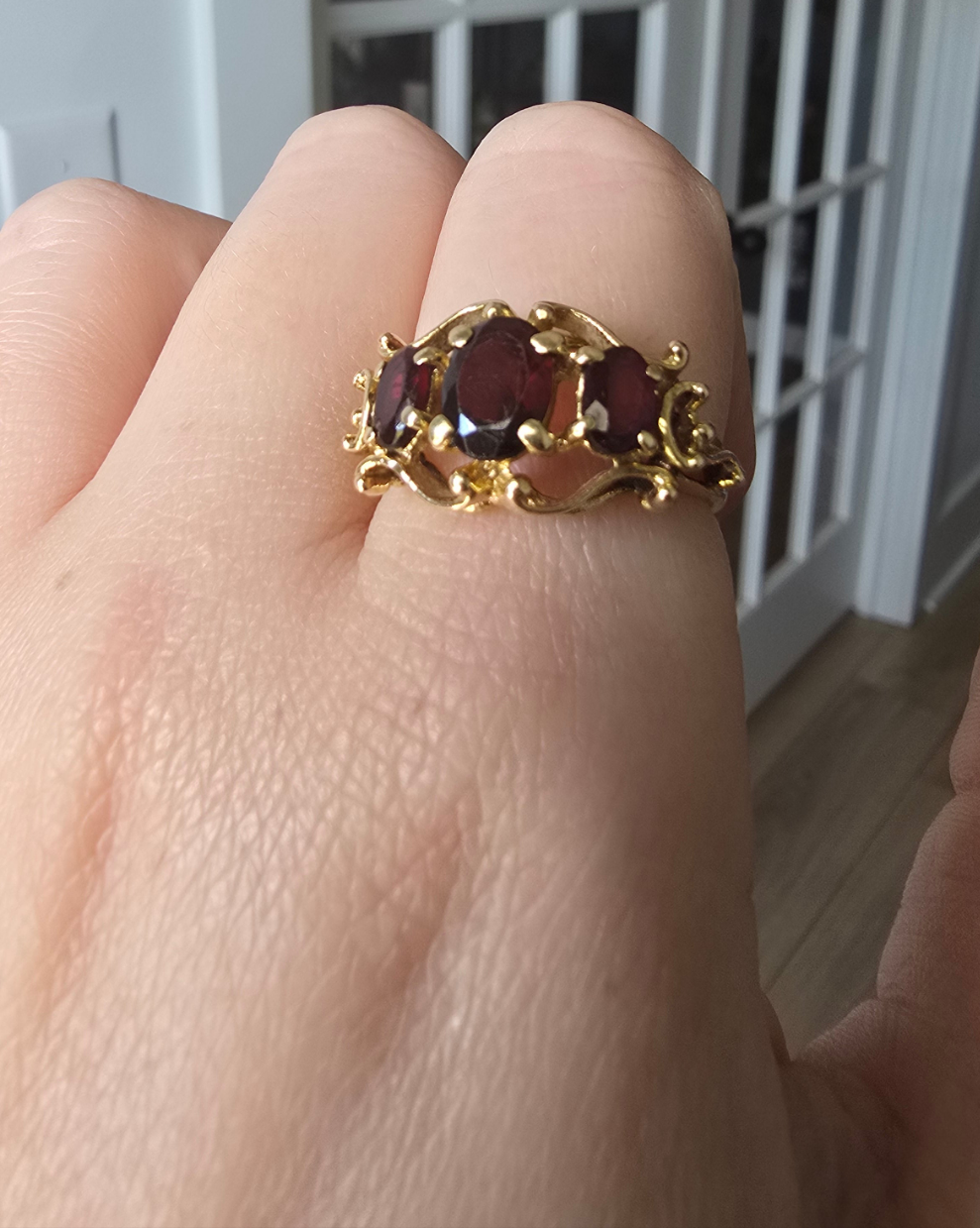 14K Yellow Gold Garnet Ring