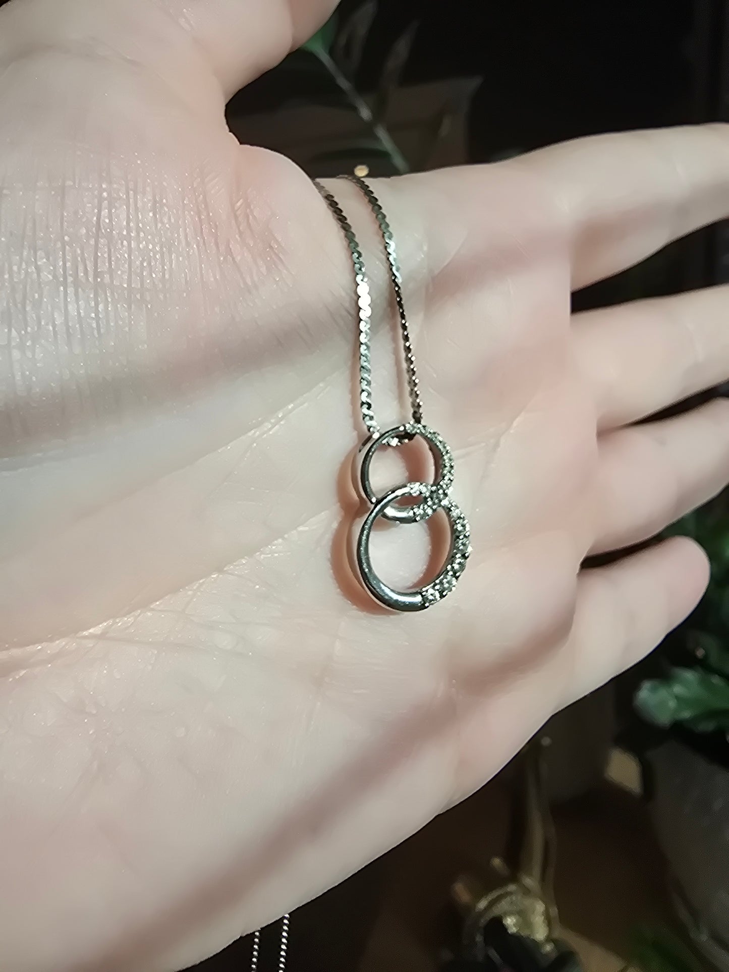 14K White Gold Double Ring Necklace