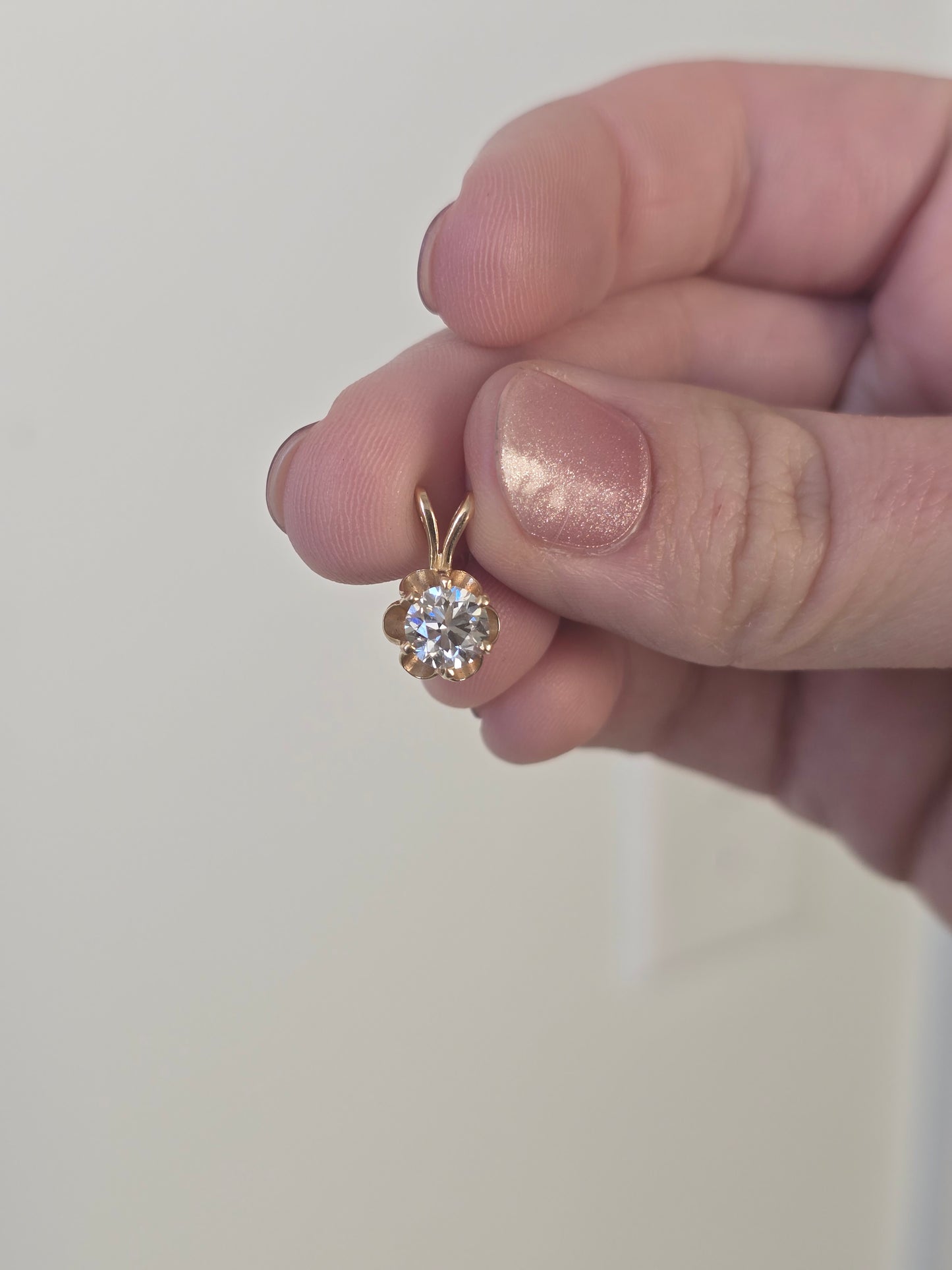 14K Yellow Gold 0.90ct Lab Diamond Pendant
