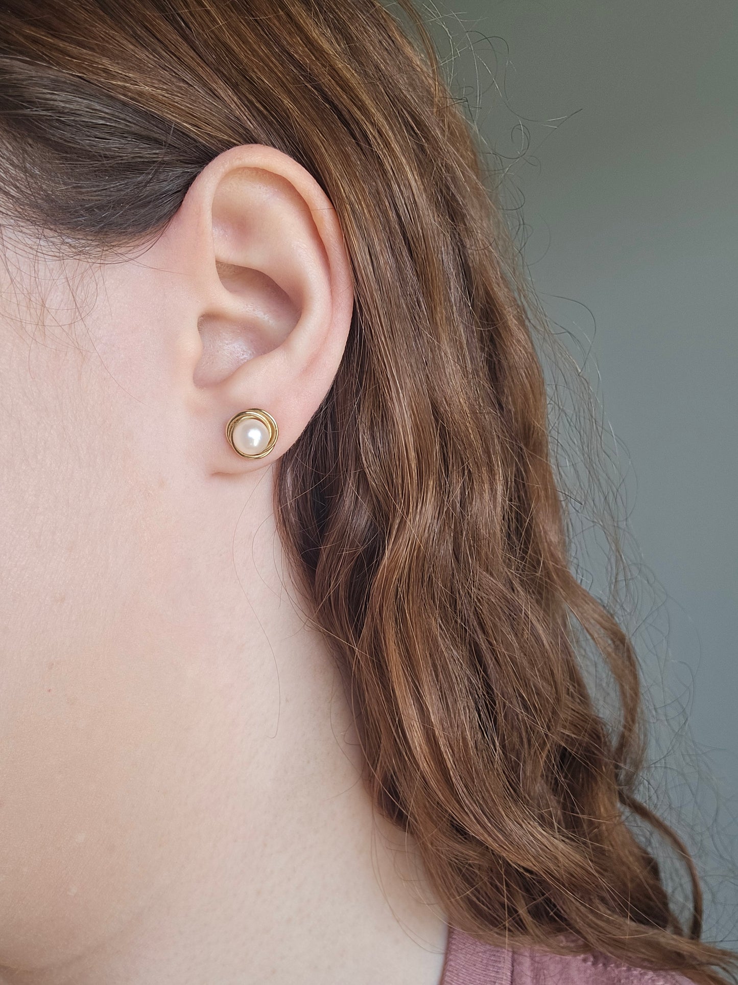 14K Yellow Gold Pearl Knot Earrings