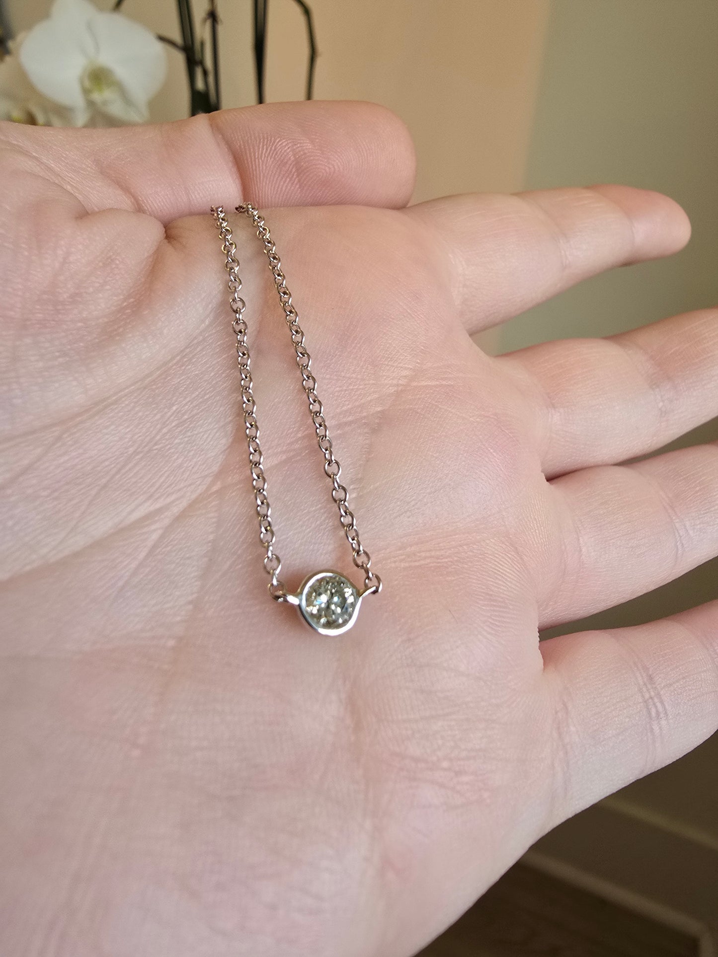 14K White Gold 0.32 CT Diamond Solitaire Necklace