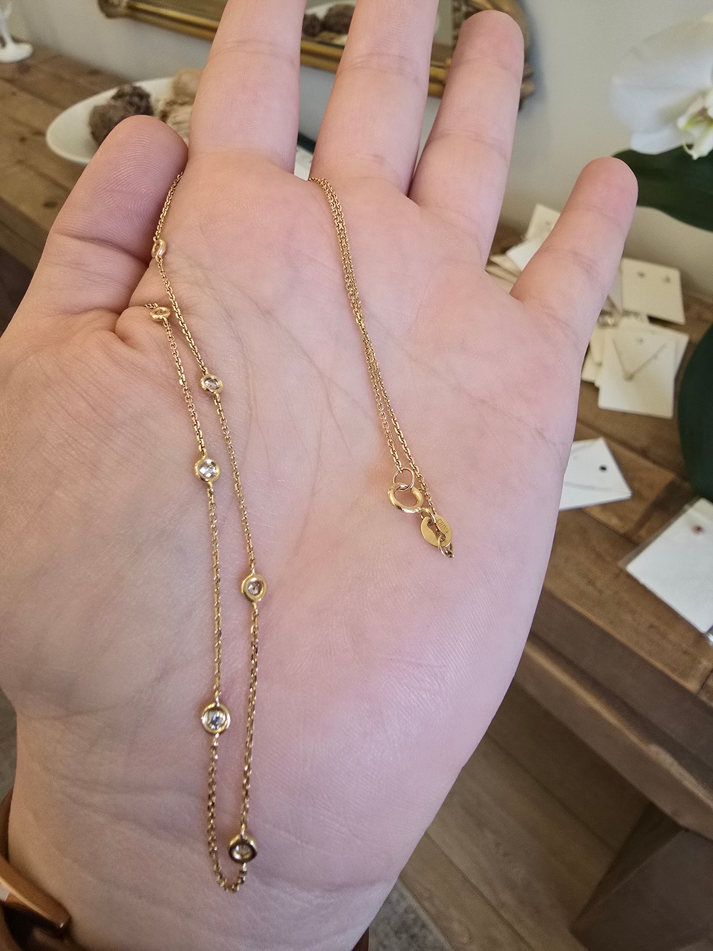 14K Diamond Station Necklace