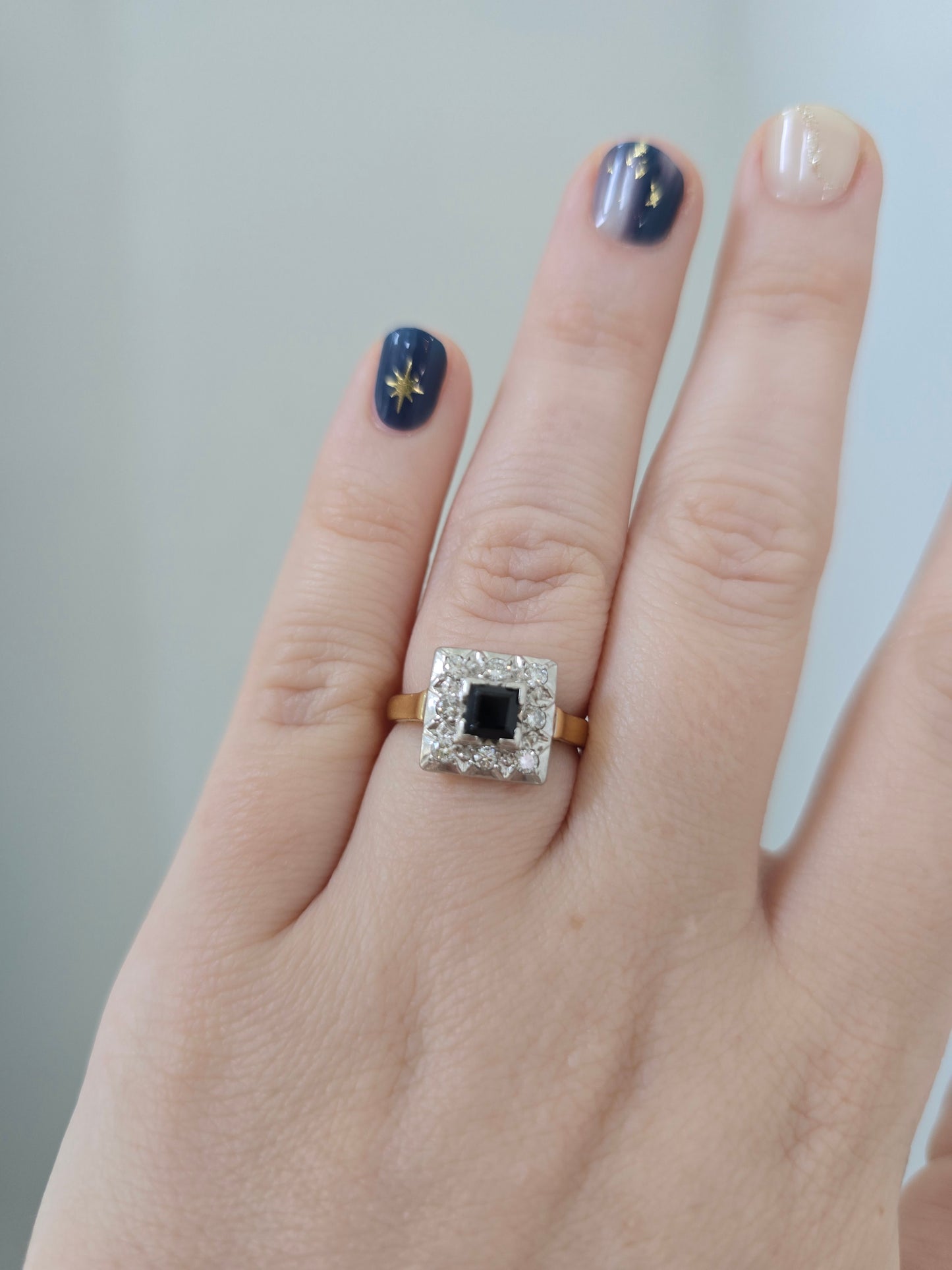 18K Sapphire and Diamond Ring with Platinum Setting