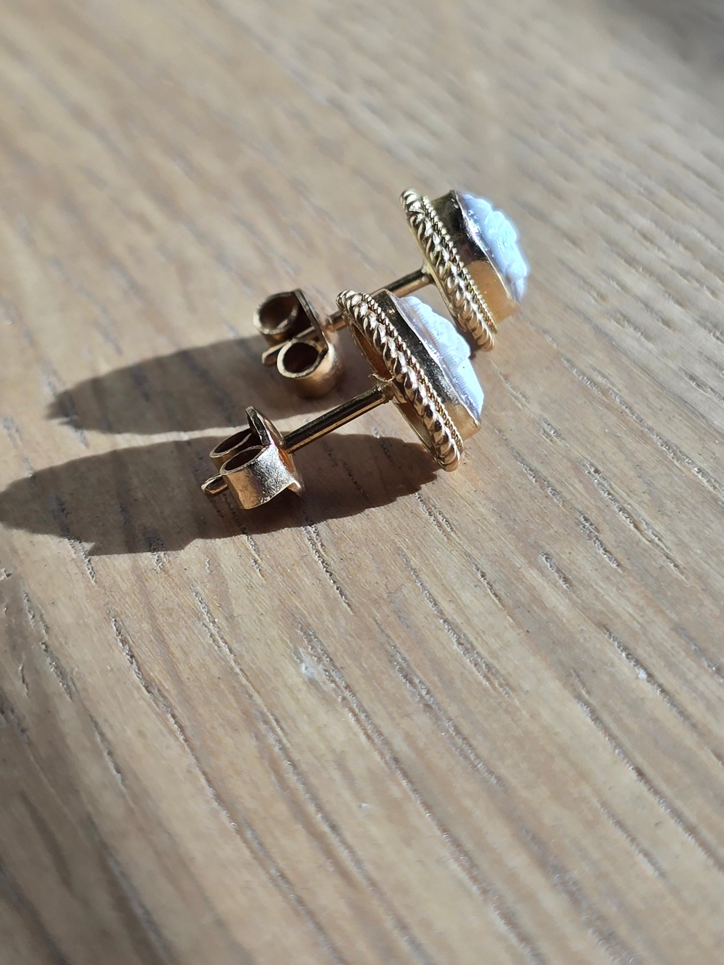 18K Cameo Stud Earrings