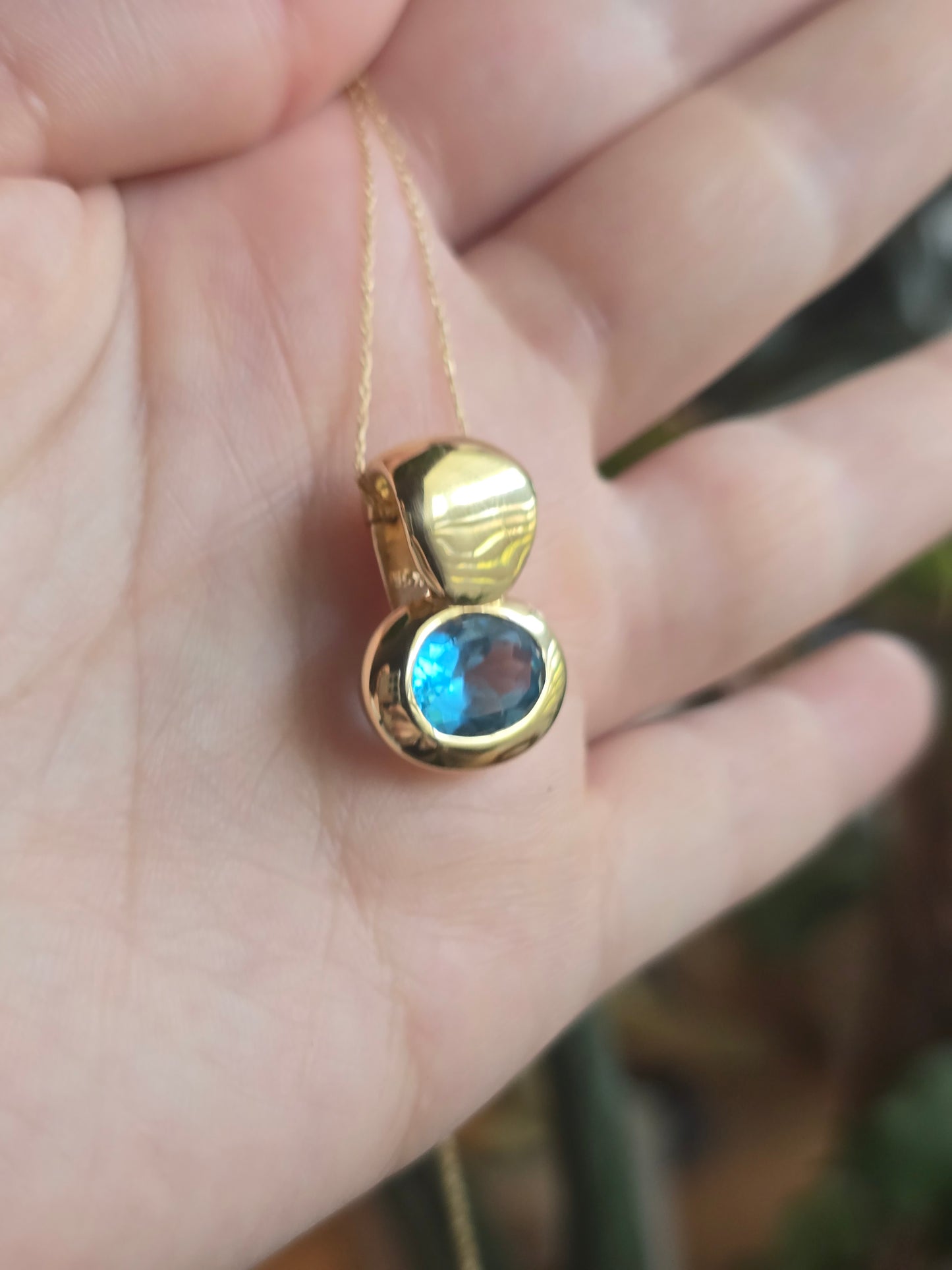 14K Swiss Blue Topaz Enhancer Pendant Necklace