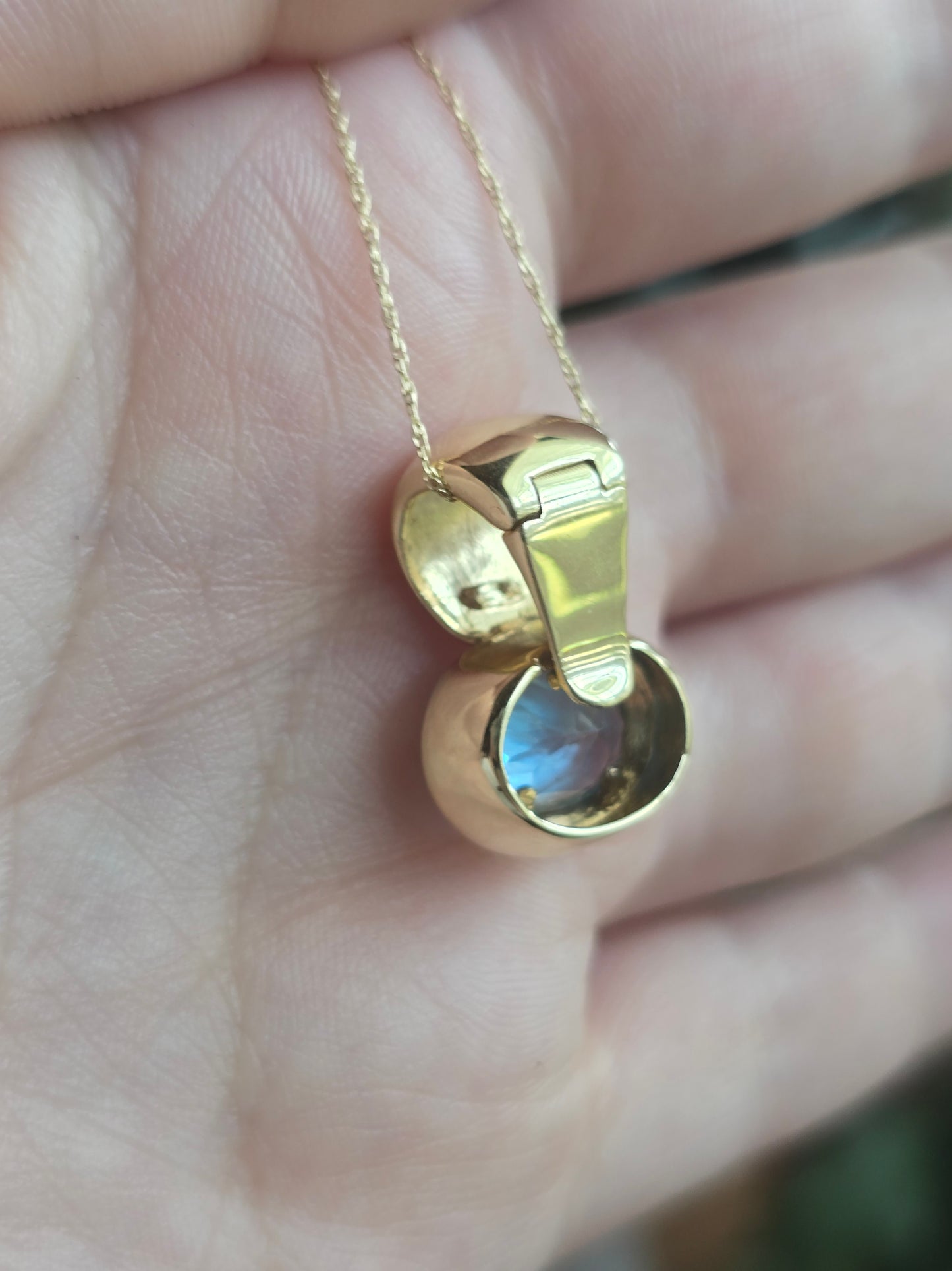 14K Swiss Blue Topaz Enhancer Pendant Necklace