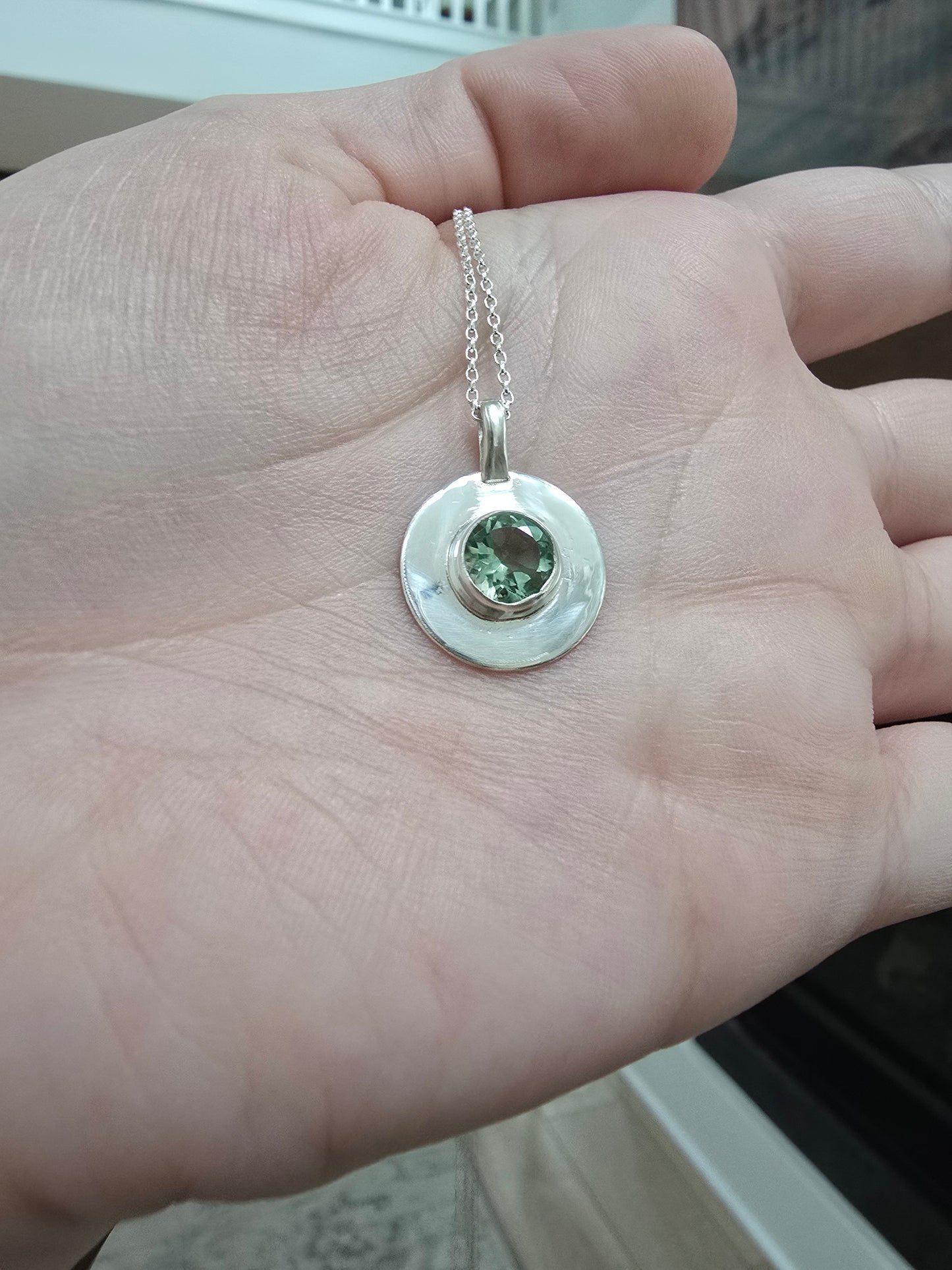 Prasiolite (Green Amethyst) Disc Necklace
