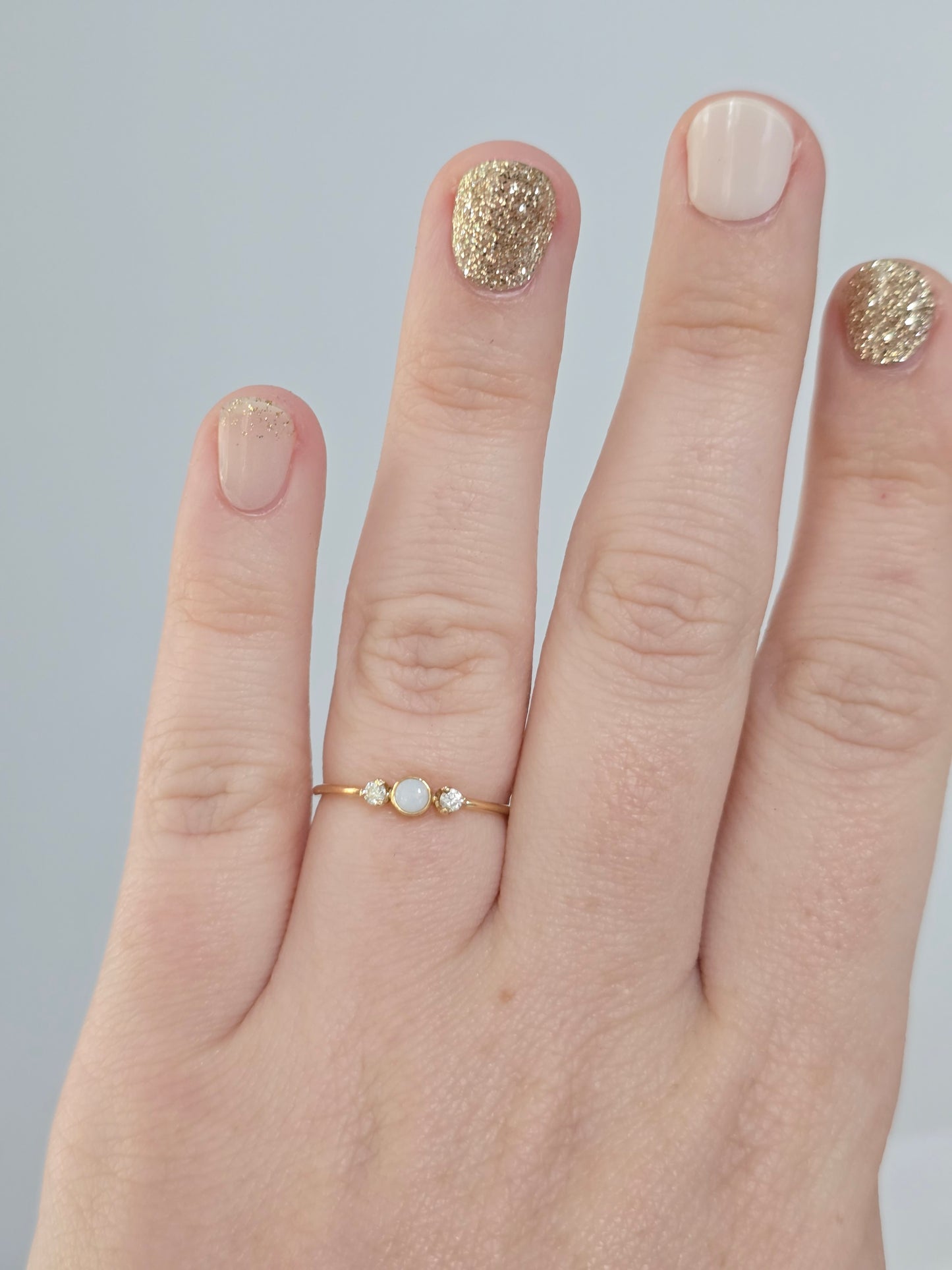 14K Gold Opal and Diamond Ring