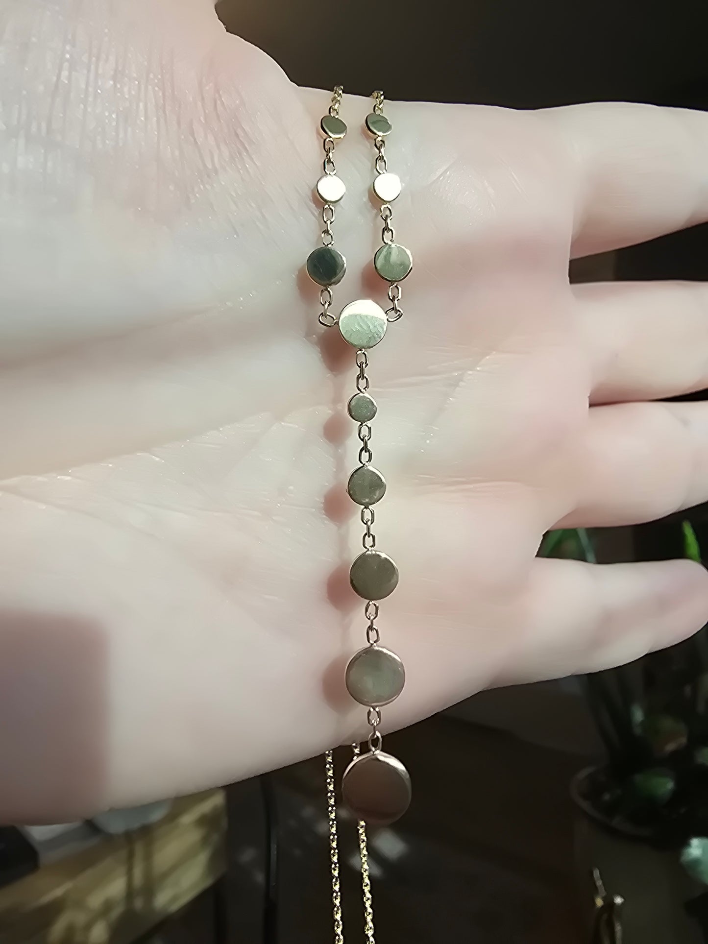 14K Graduated Disc Y Necklace