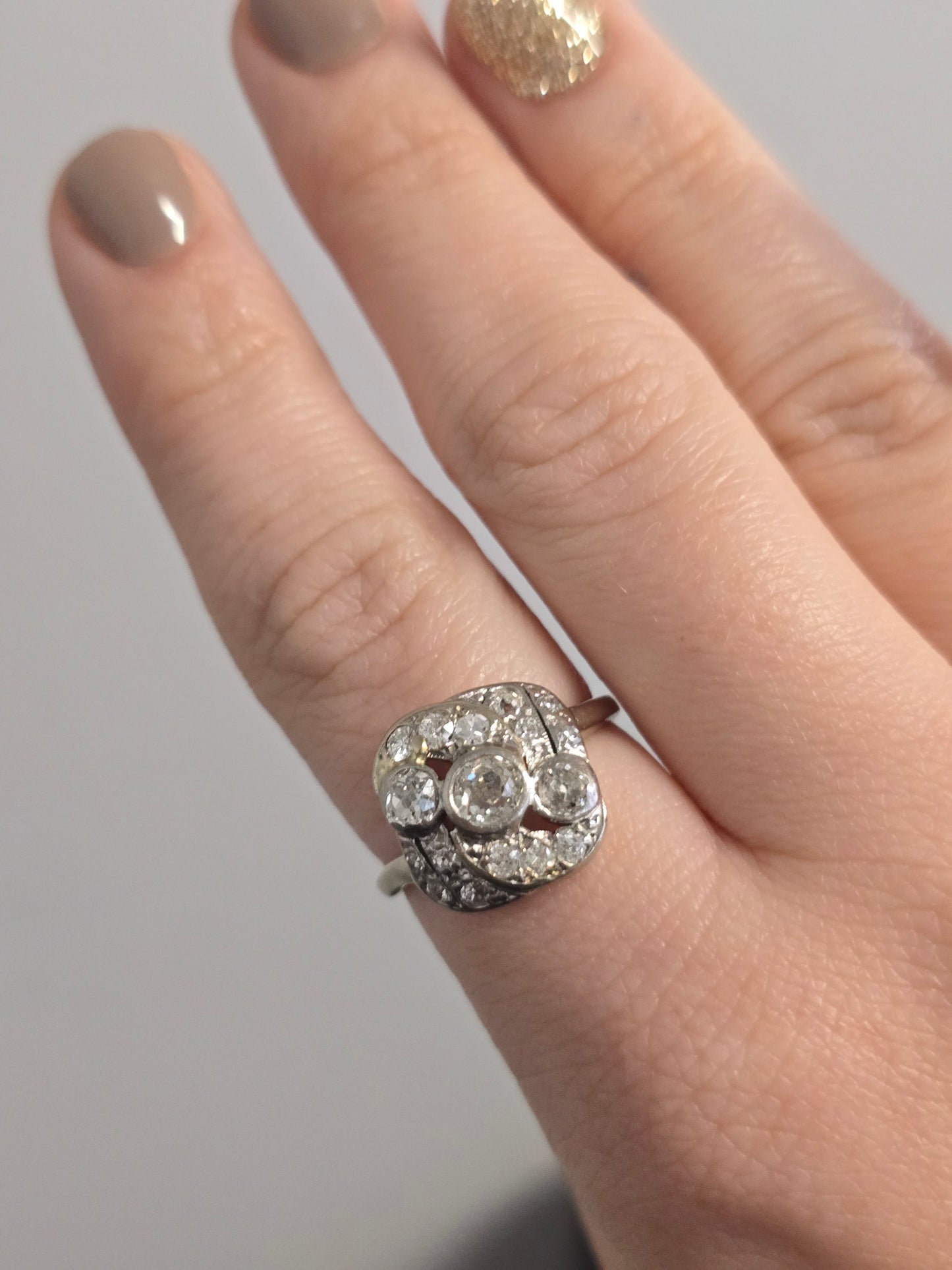 14k White Gold Art Deco Ring