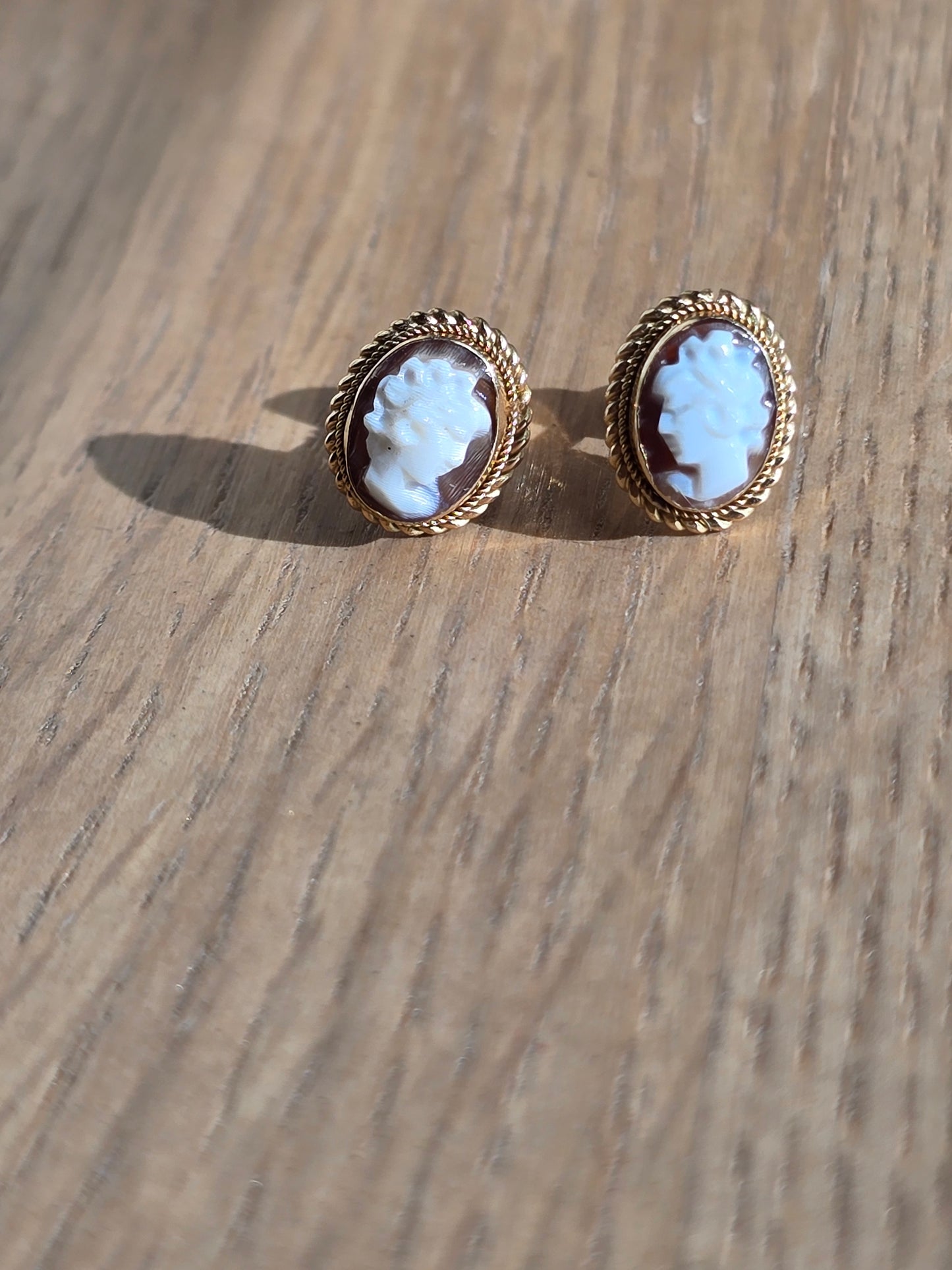 18K Cameo Stud Earrings
