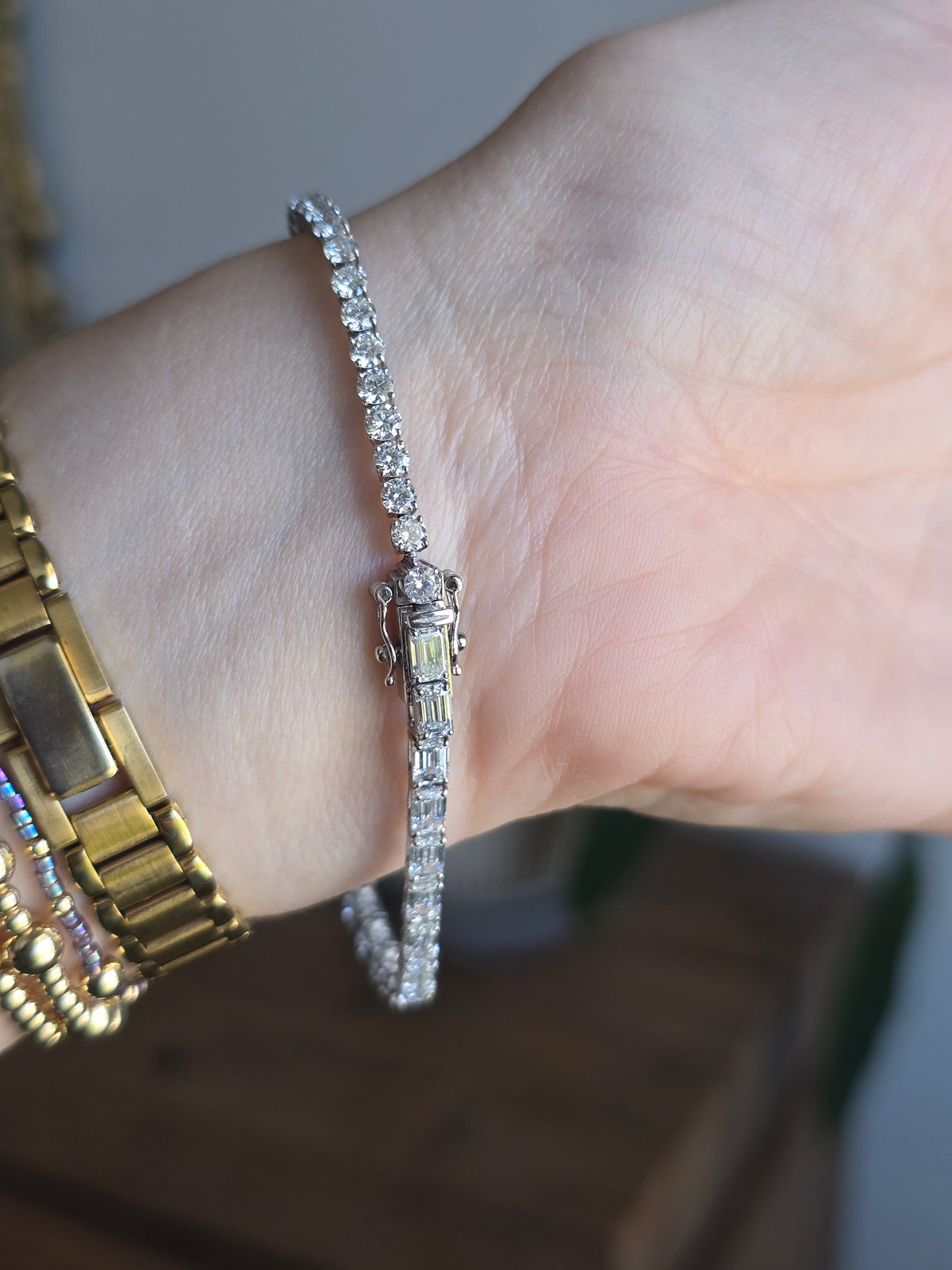 14k White Gold 8.77ct Lab Diamond Bracelet
