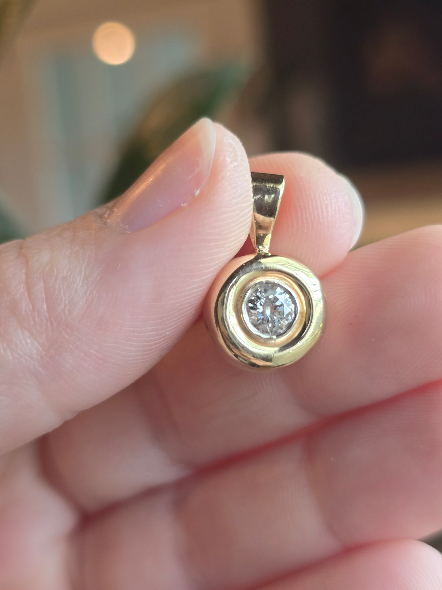14K Yellow Gold 0.40 CT Diamond Solitaire Pendant