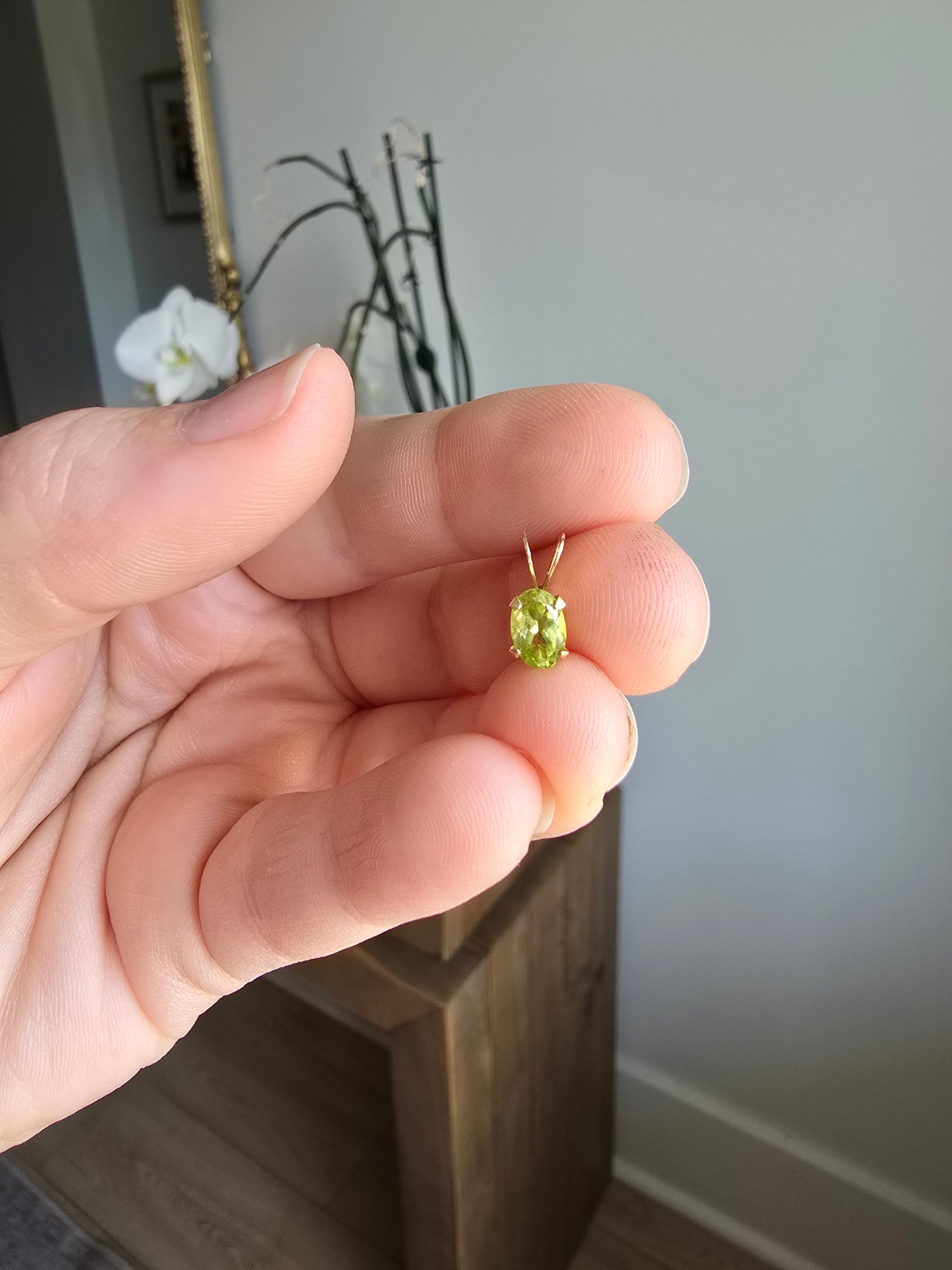 14K Gold Mini Peridot Pendant