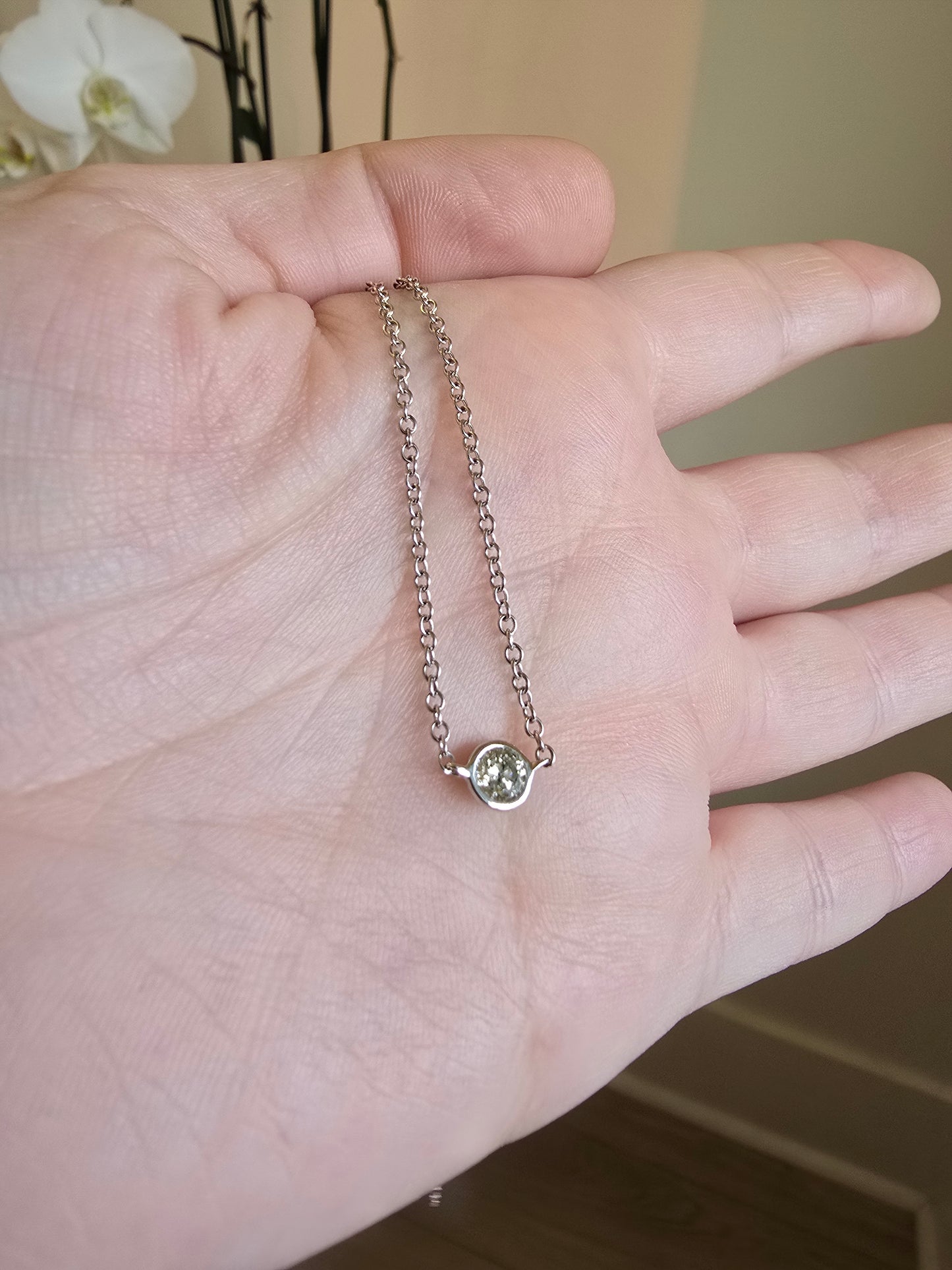14K White Gold 0.32 CT Diamond Solitaire Necklace