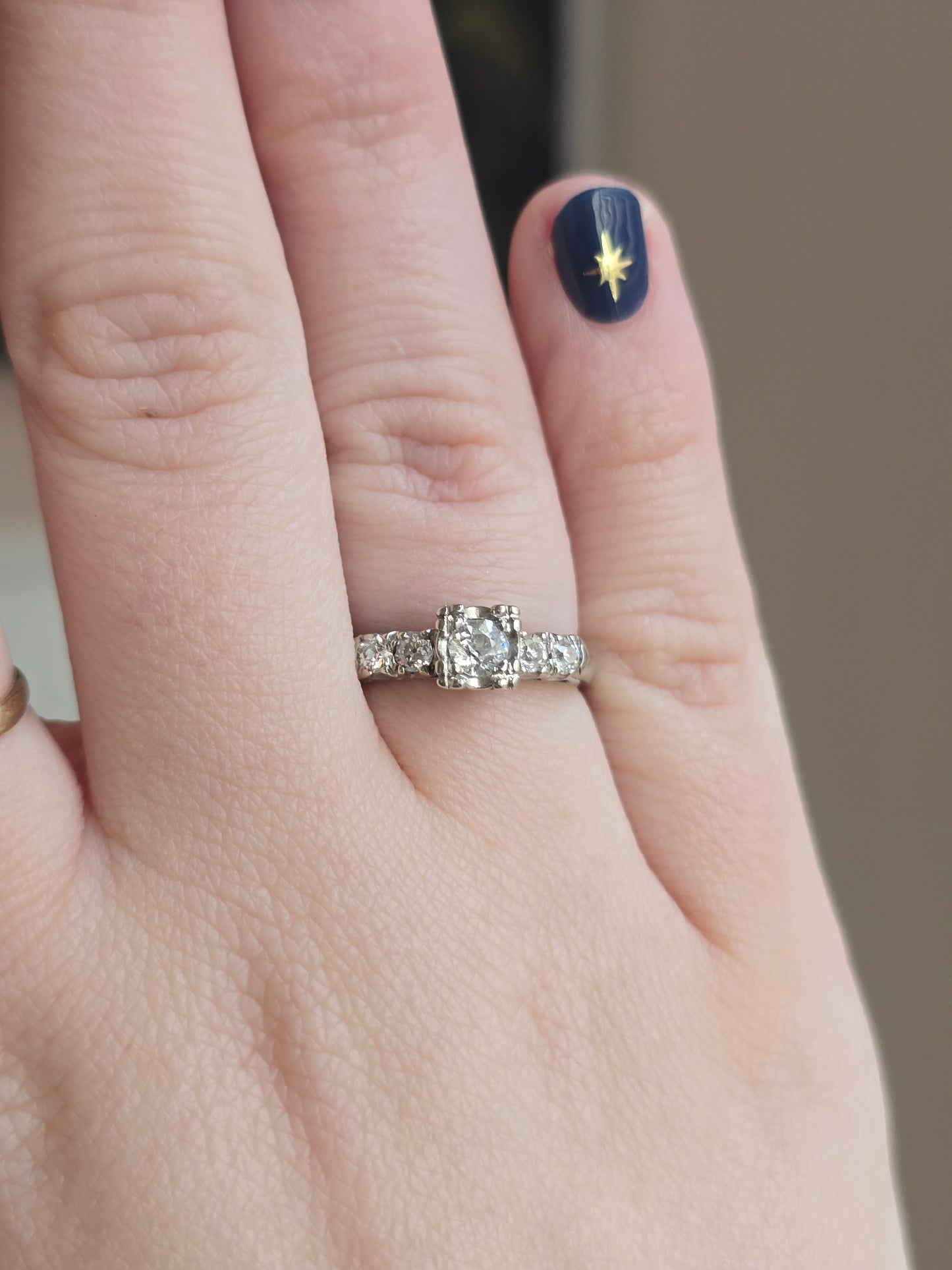 Vintage 14K White Gold 0.52 CTW Diamond Ring