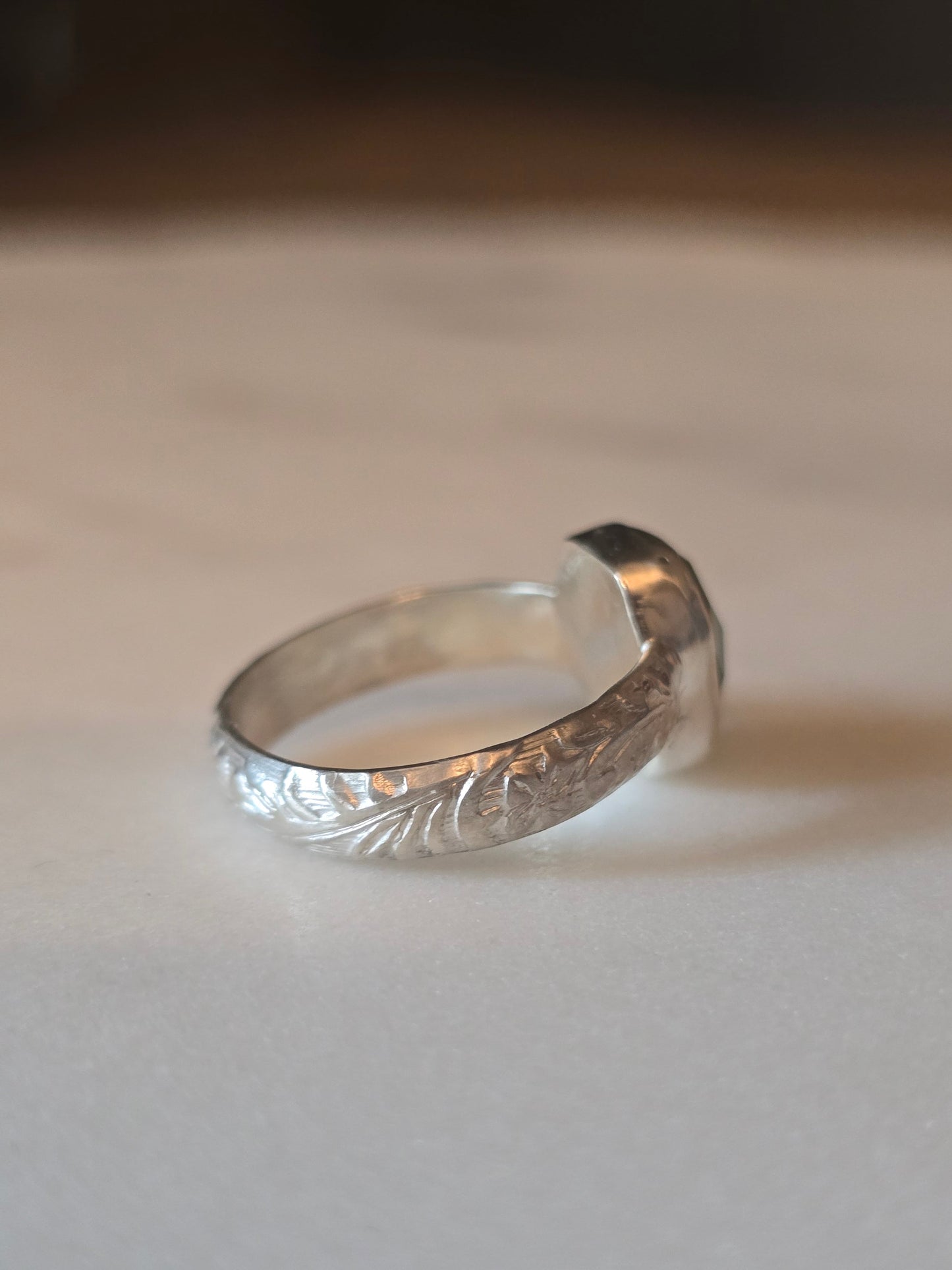 The Jardin Ring - Handcrafted Amazonite Floral Band – Size 7