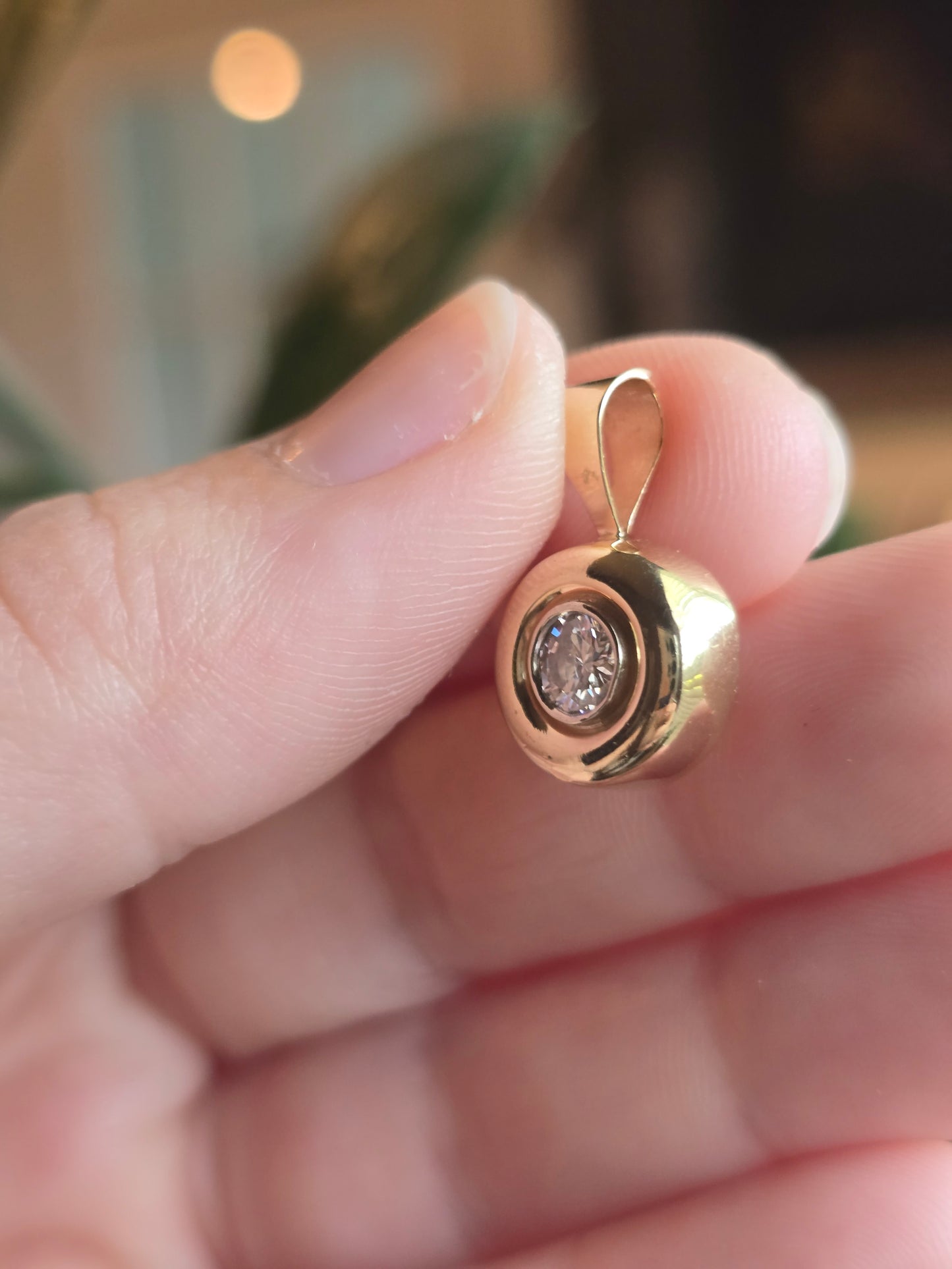14K Yellow Gold 0.40 CT Diamond Solitaire Pendant