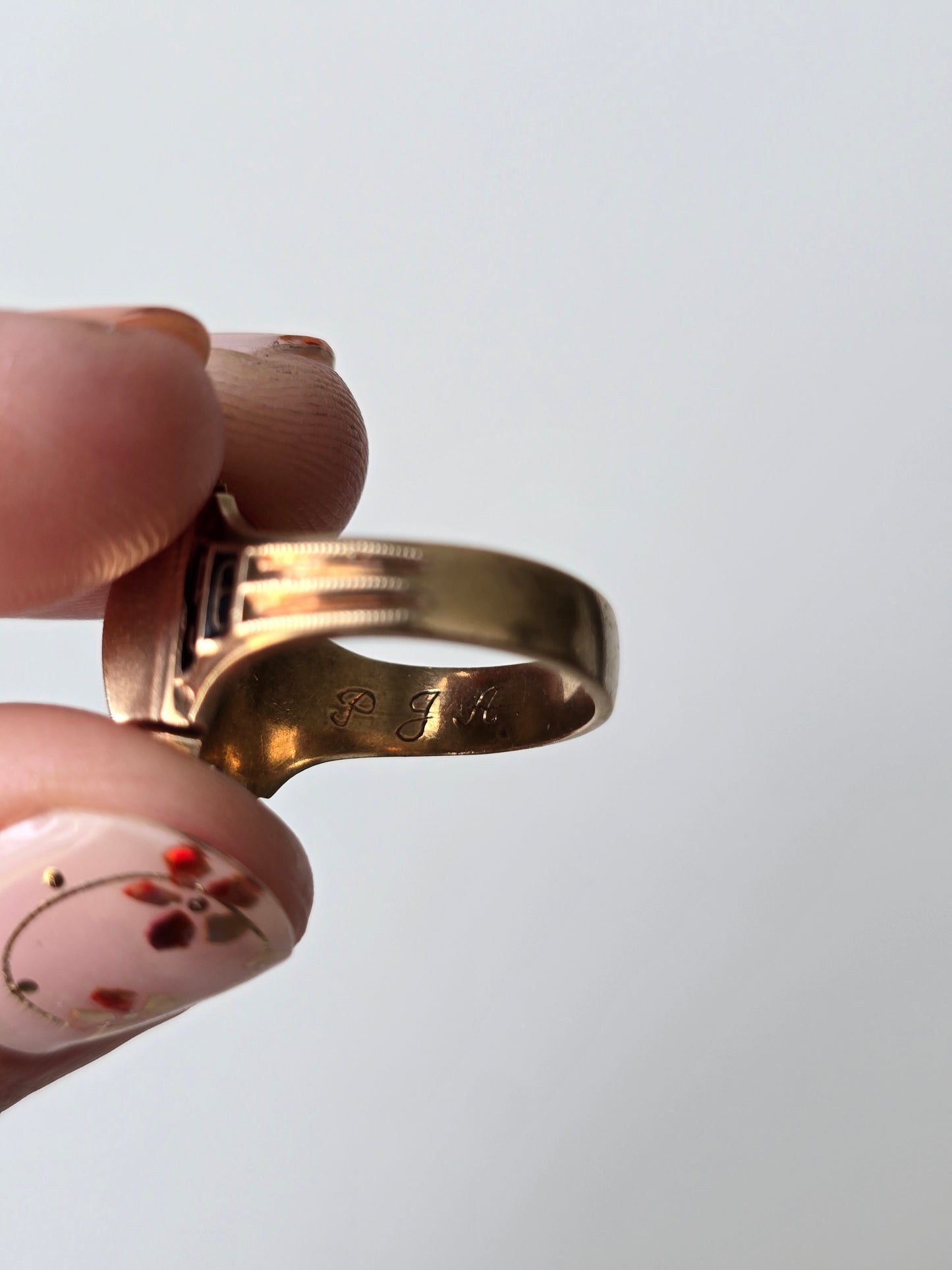 1956 10K Rose Gold Black Onyx & Enamel Withrow High School Class Ring
