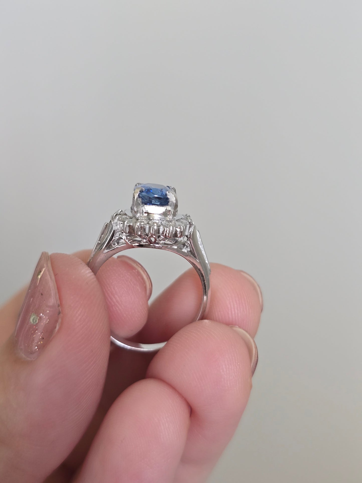 Platinum 1.32 CT Sapphire and Diamond Ring