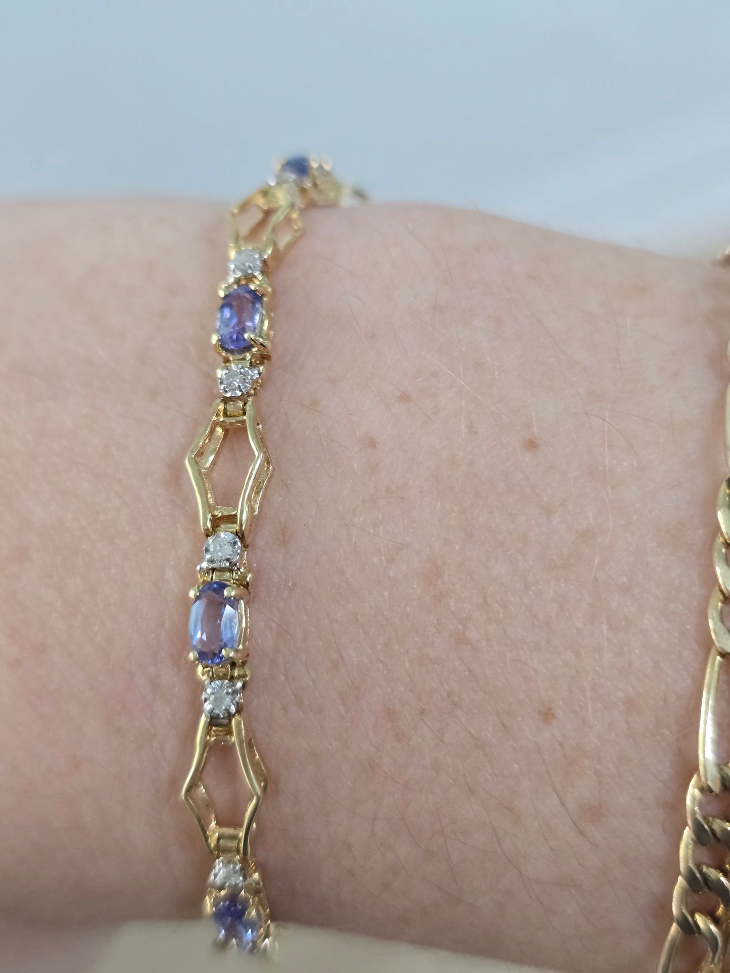 14K Yellow Gold Tanzanite and Diamond Bracelet