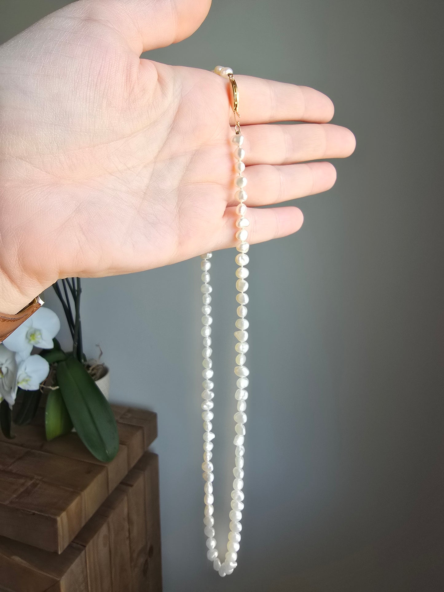 14K Yellow Gold Pearl Necklace