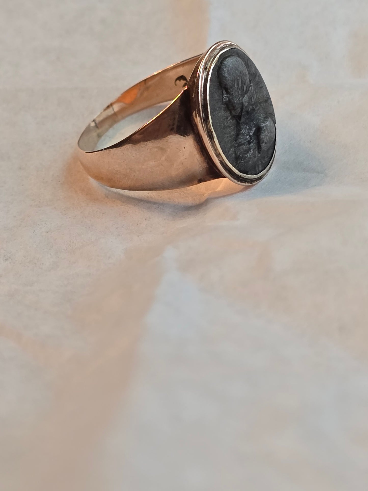 Late Georgian 10K and Iron Cameo Ring of Louis I, Grand Duke of Hesse