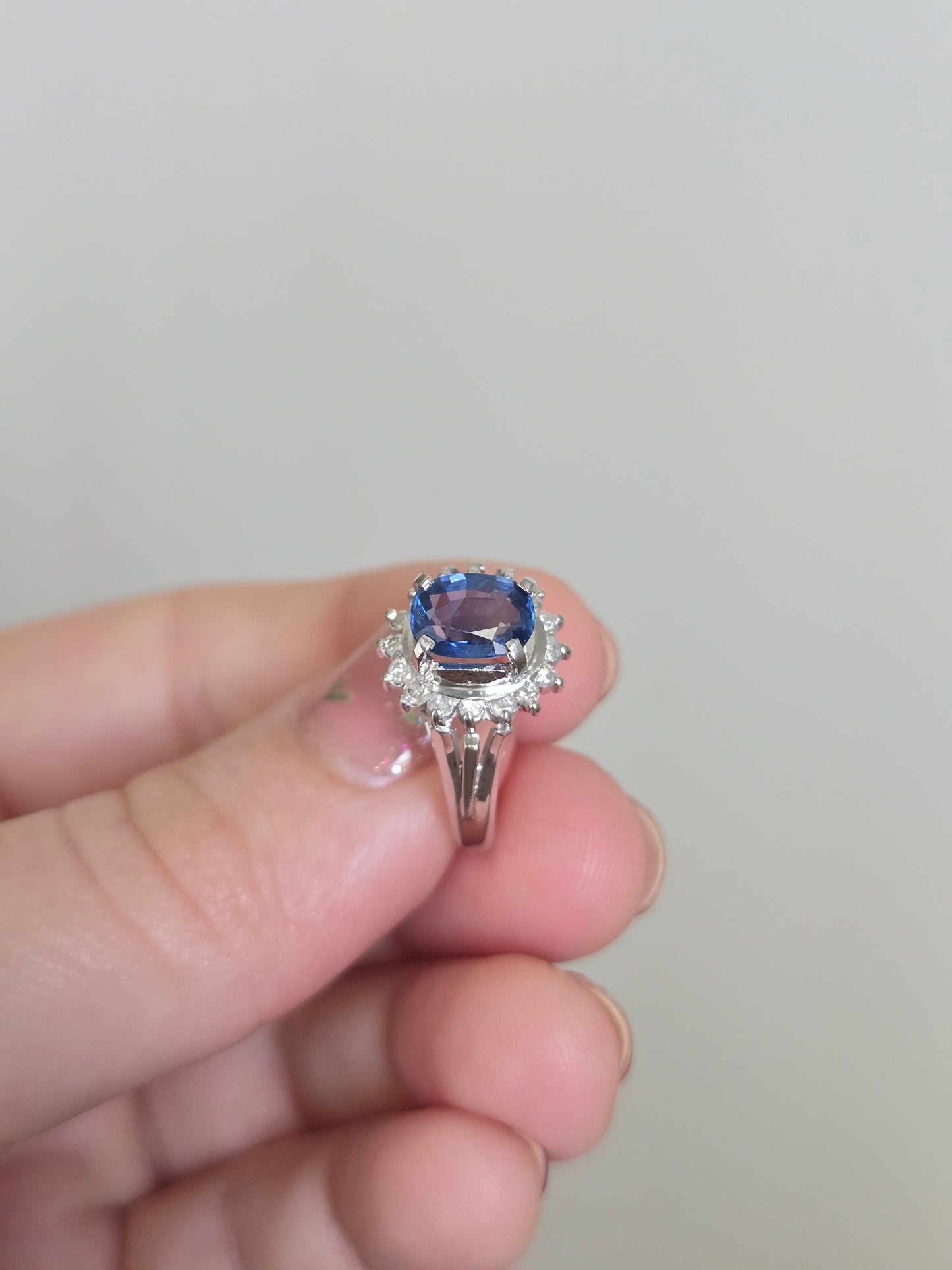 Platinum 1.32 CT Sapphire and Diamond Ring
