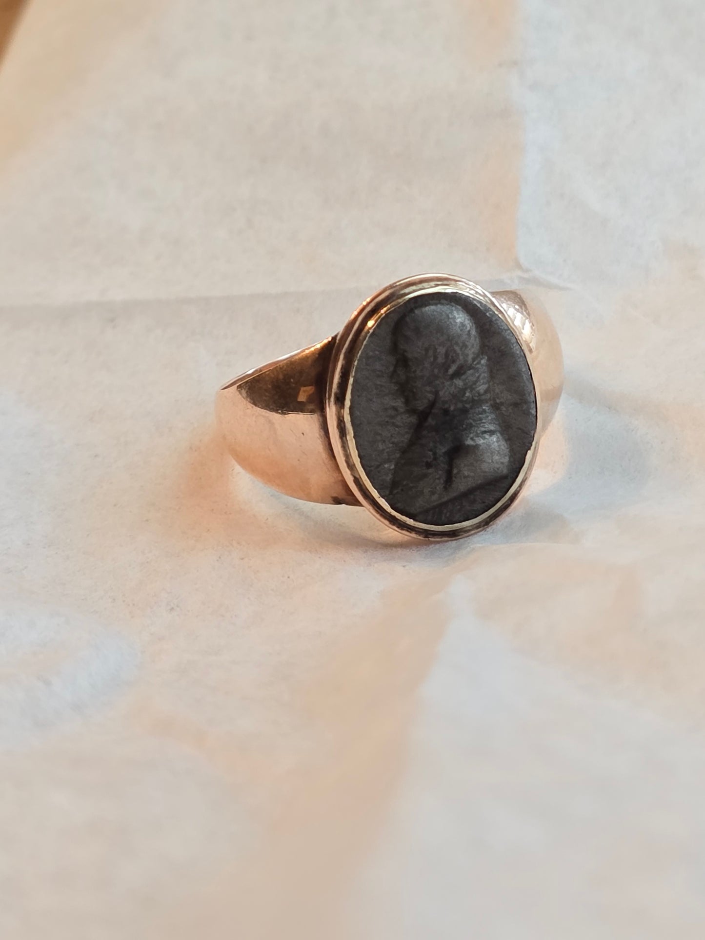 Late Georgian 10K and Iron Cameo Ring of Louis I, Grand Duke of Hesse