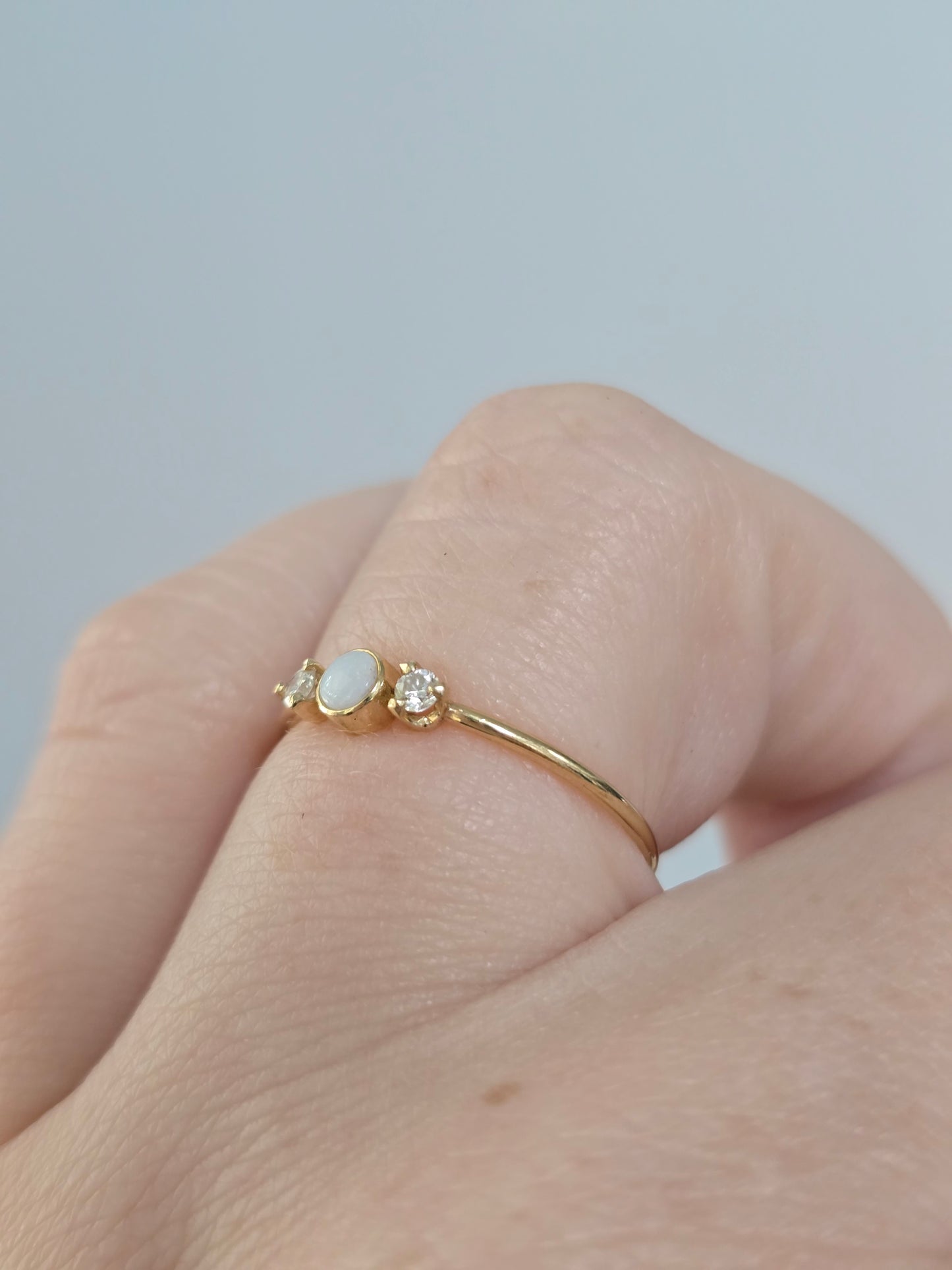 14K Gold Opal and Diamond Ring