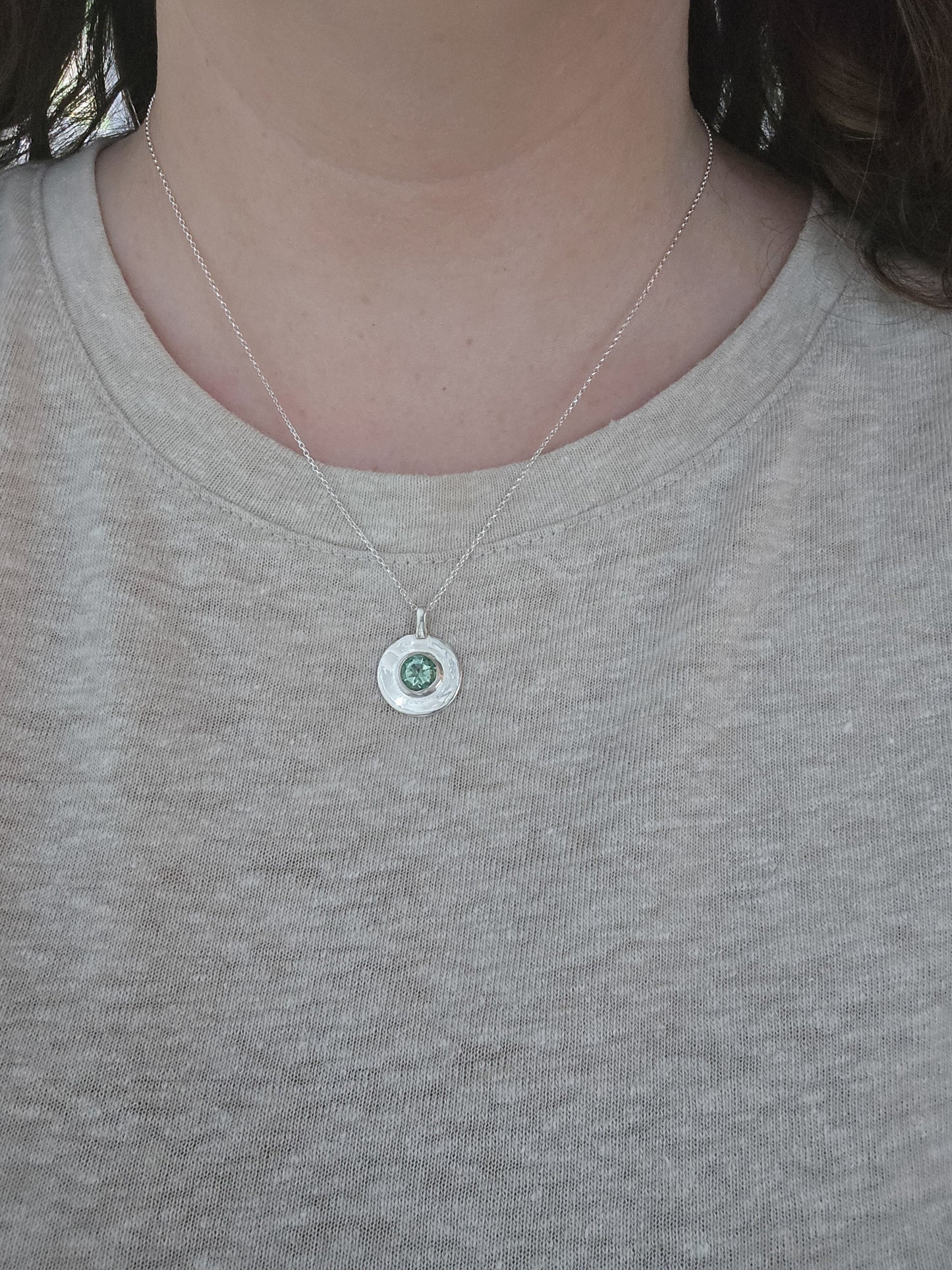 Prasiolite (Green Amethyst) Disc Necklace