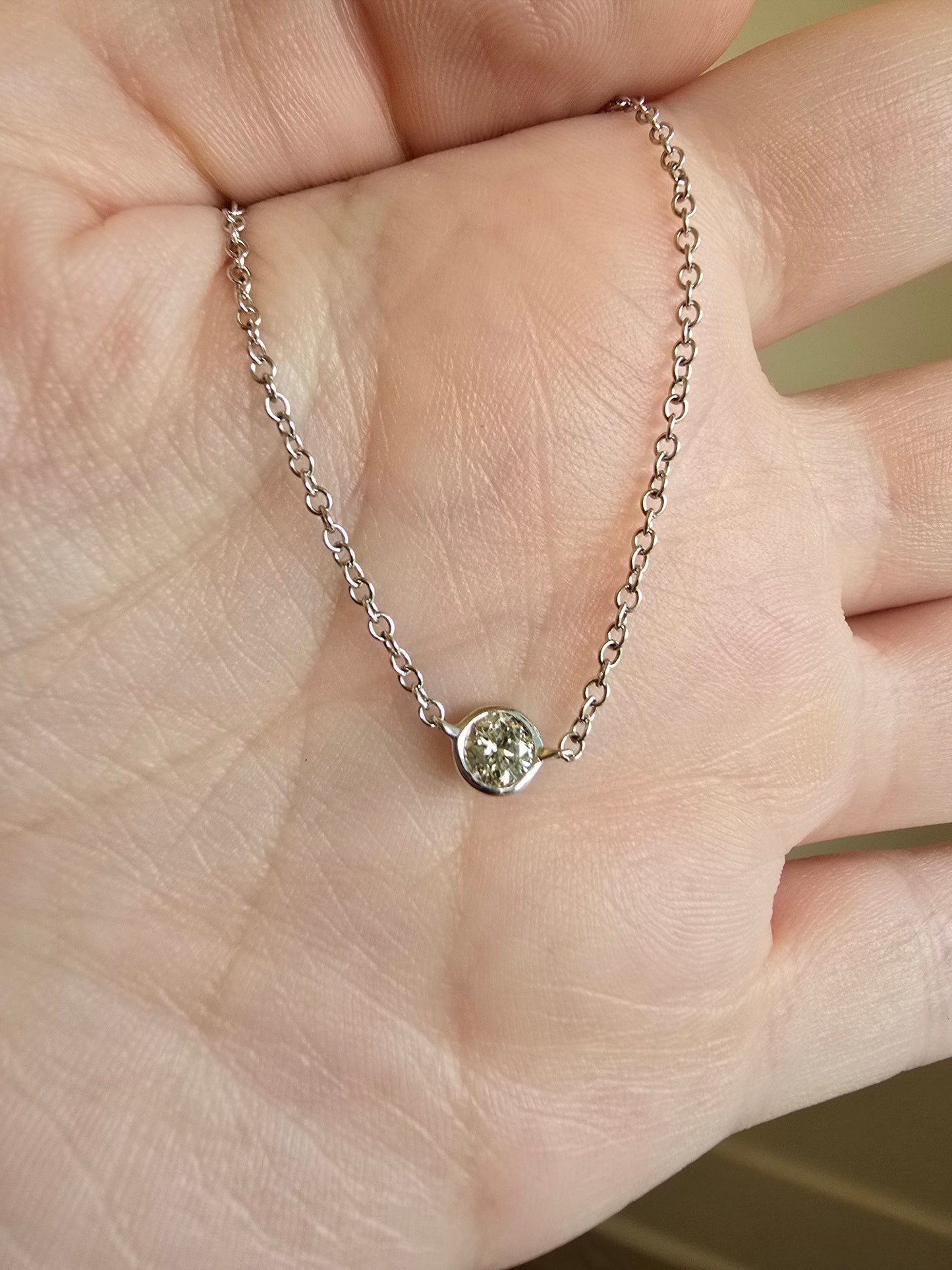 14K White Gold 0.32 CT Diamond Solitaire Necklace
