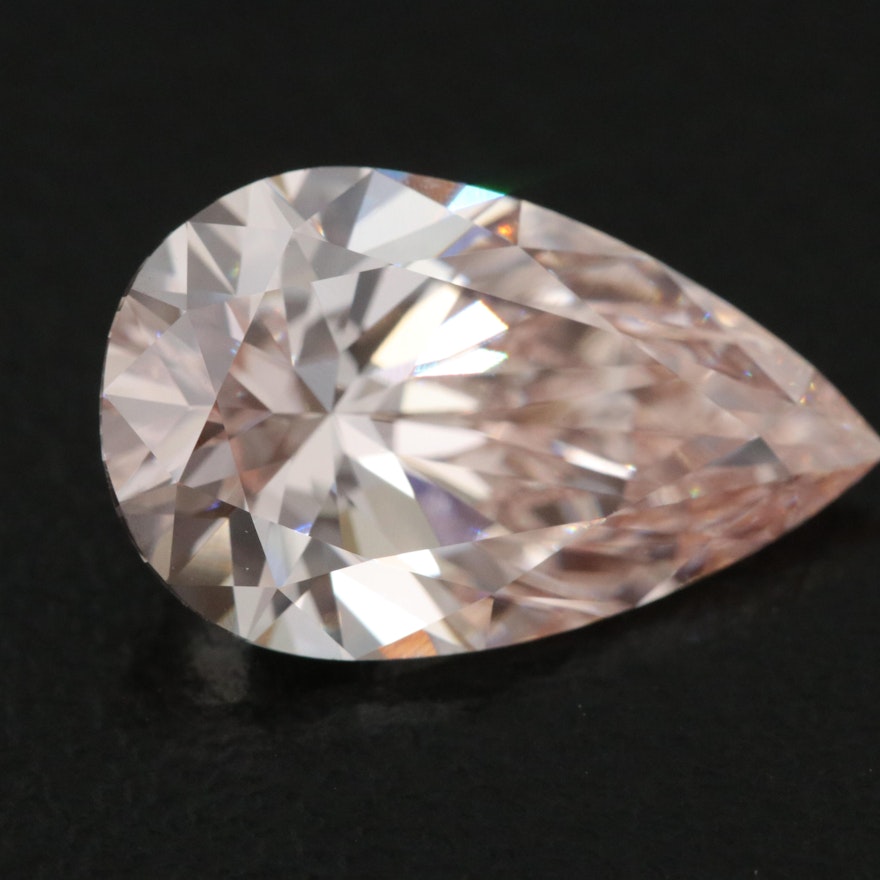 Loose 3.56 CT Pear Lab Grown Fancy Pink Diamond