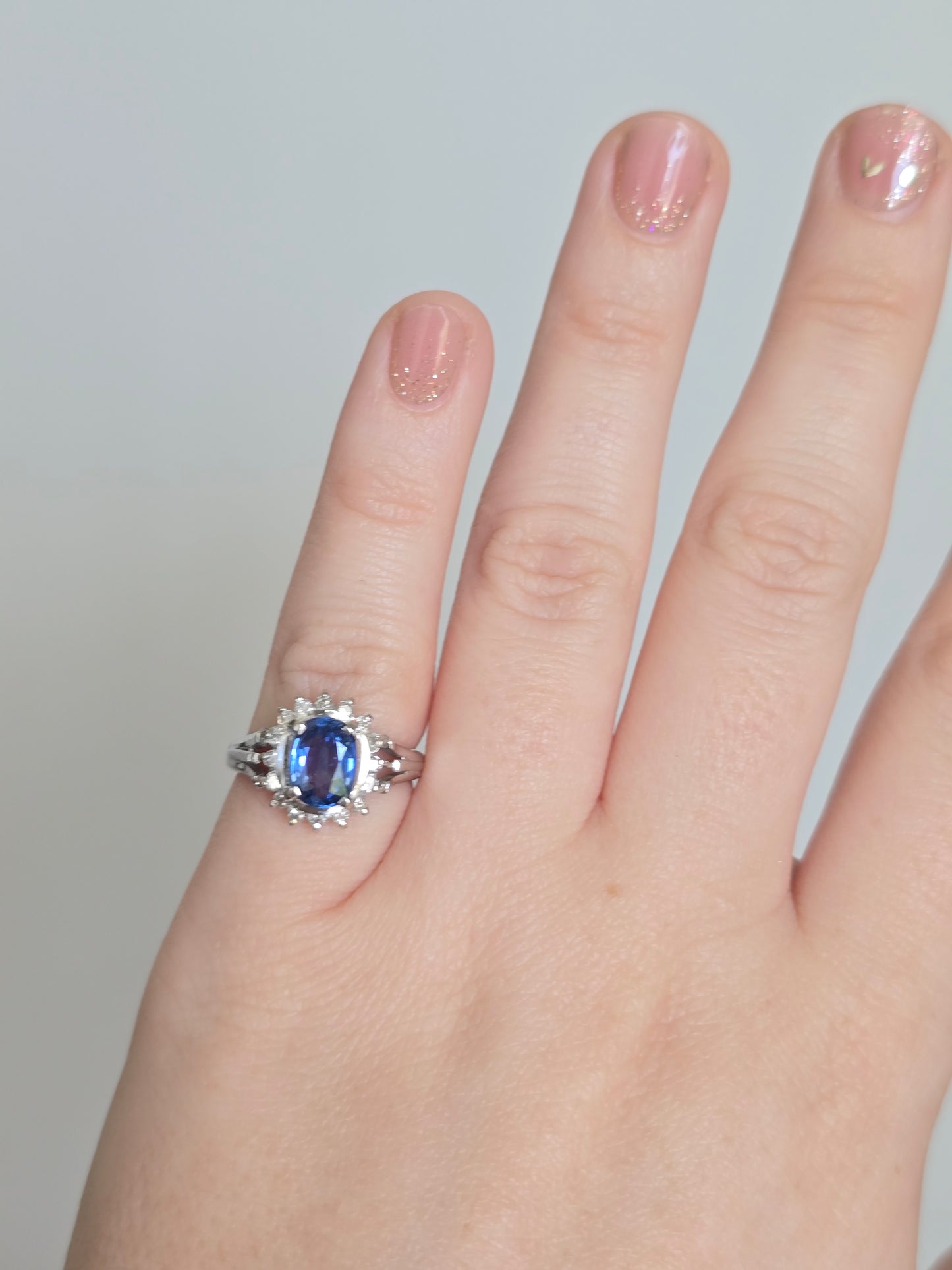Platinum 1.32 CT Sapphire and Diamond Ring