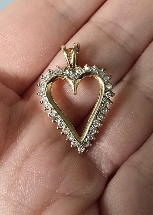 14K Yellow Gold 0.47 CTW Diamond Heart Pendant