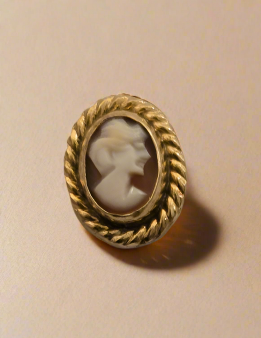 14K Yellow Gold Cameo Earrings