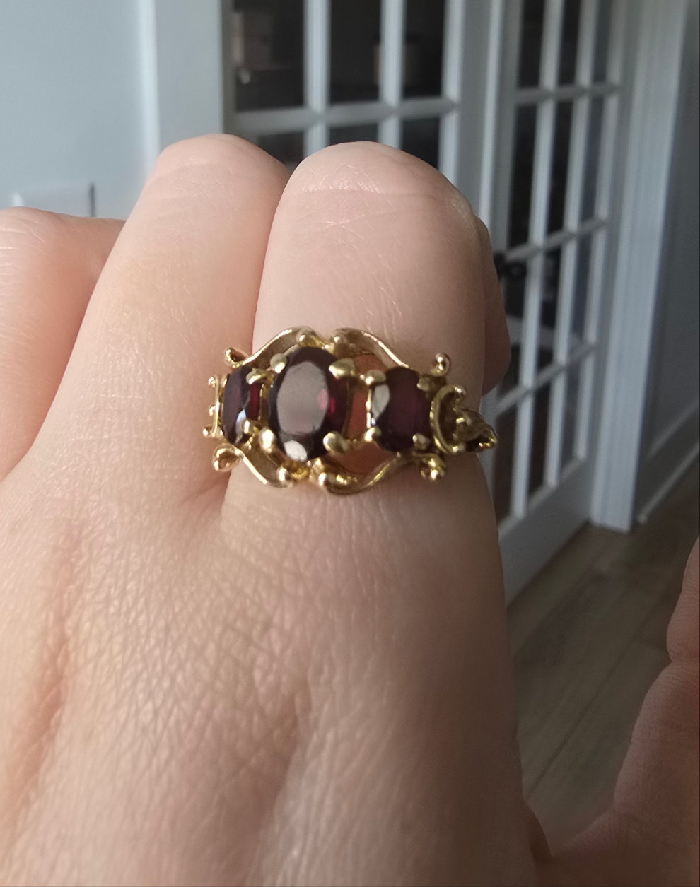 14K Yellow Gold Garnet Ring