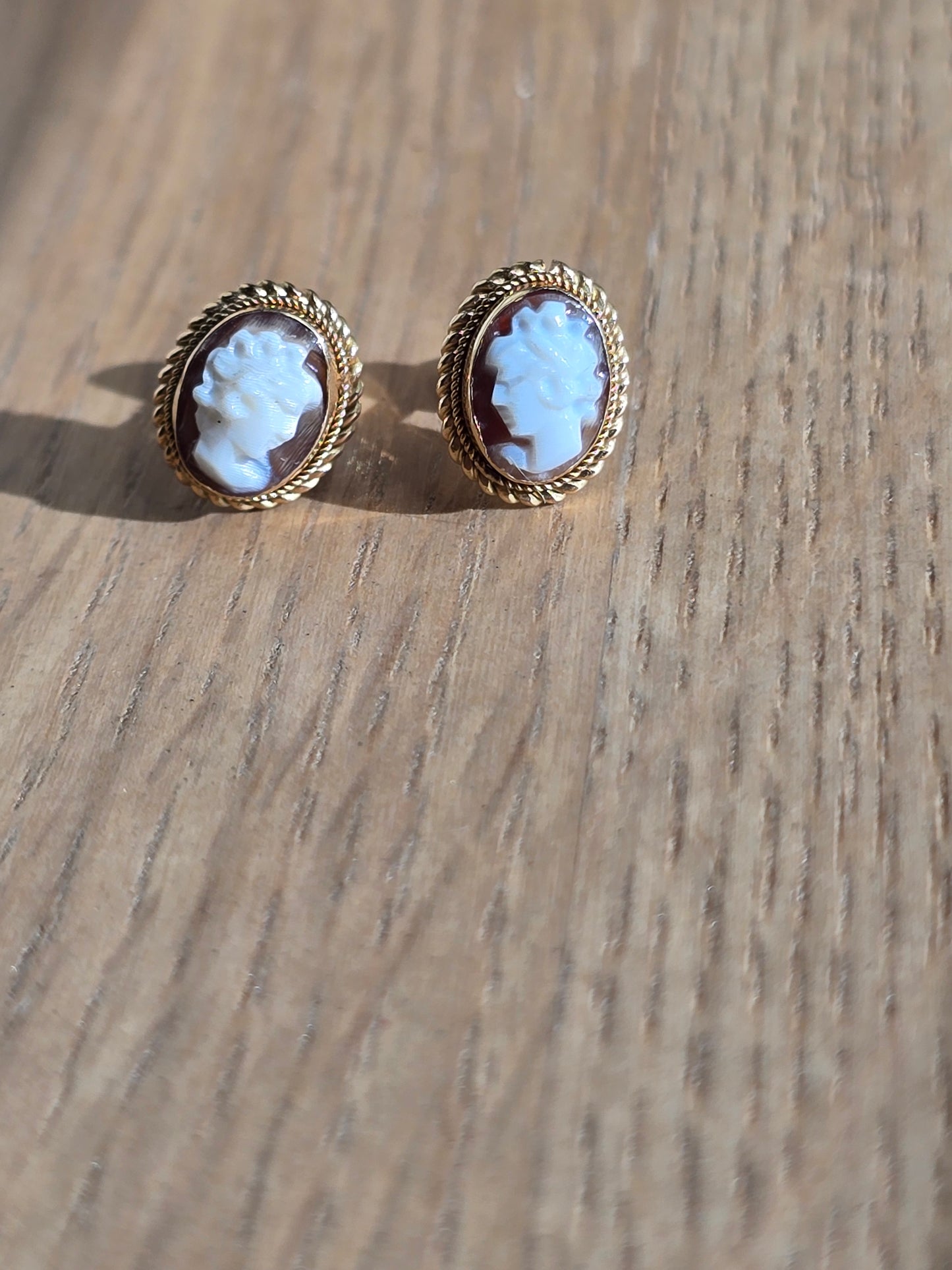 18K Cameo Stud Earrings