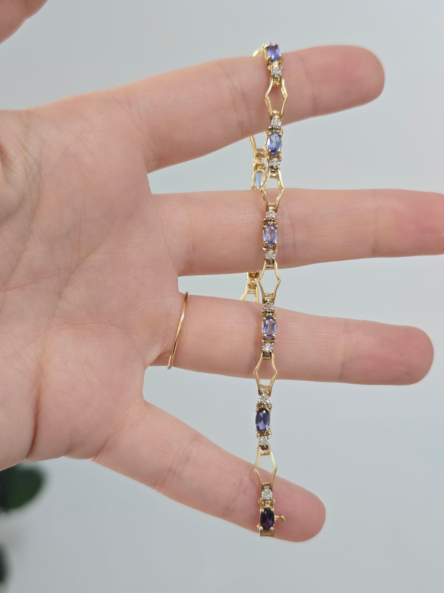 14K Yellow Gold Tanzanite and Diamond Bracelet