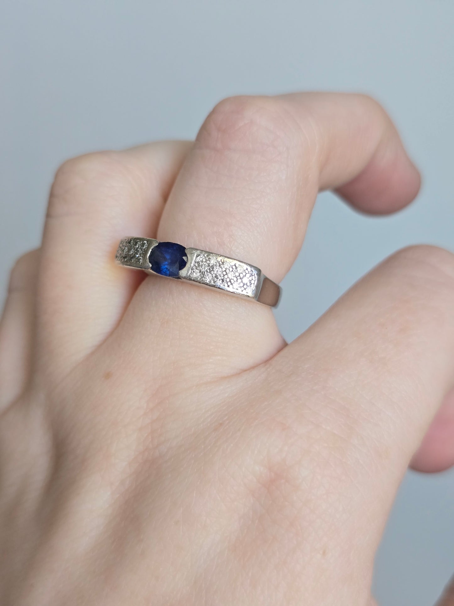 Platinum Sapphire and Diamond Ring