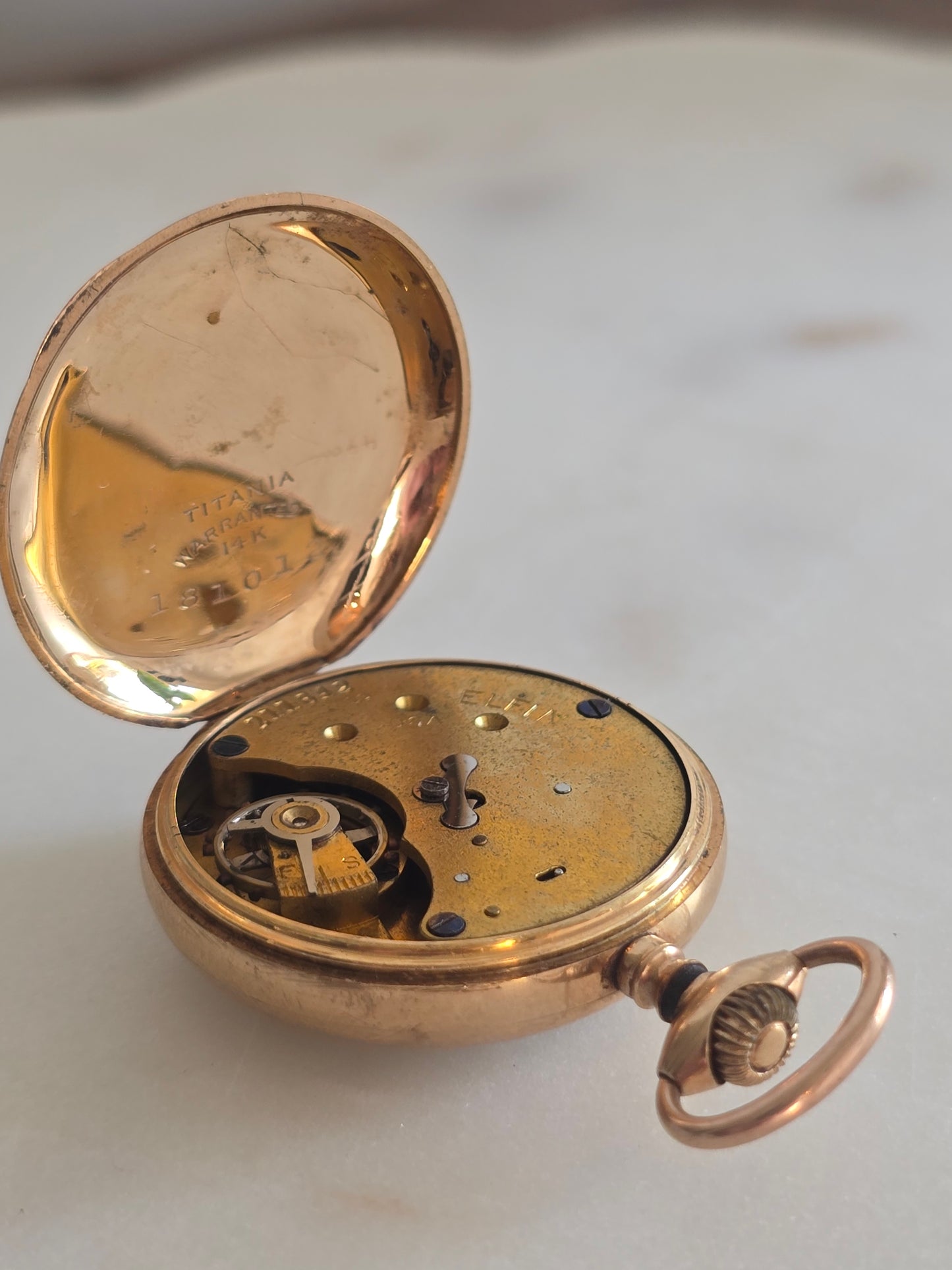 Antique 14K Gold Elfin Pocket Watch - Stem Wind - Solid Gold Case