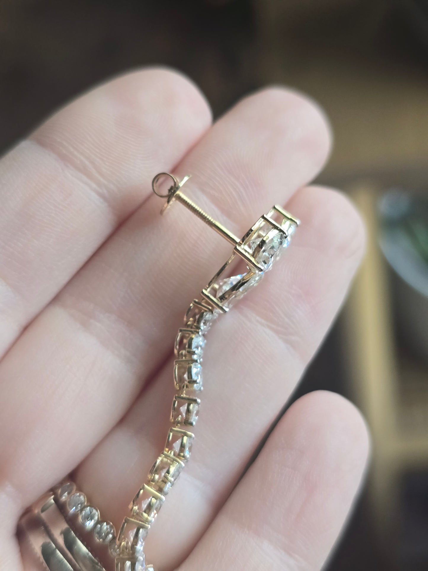 14k Gold 8.13 ct Lab Diamond Dangle Earrings