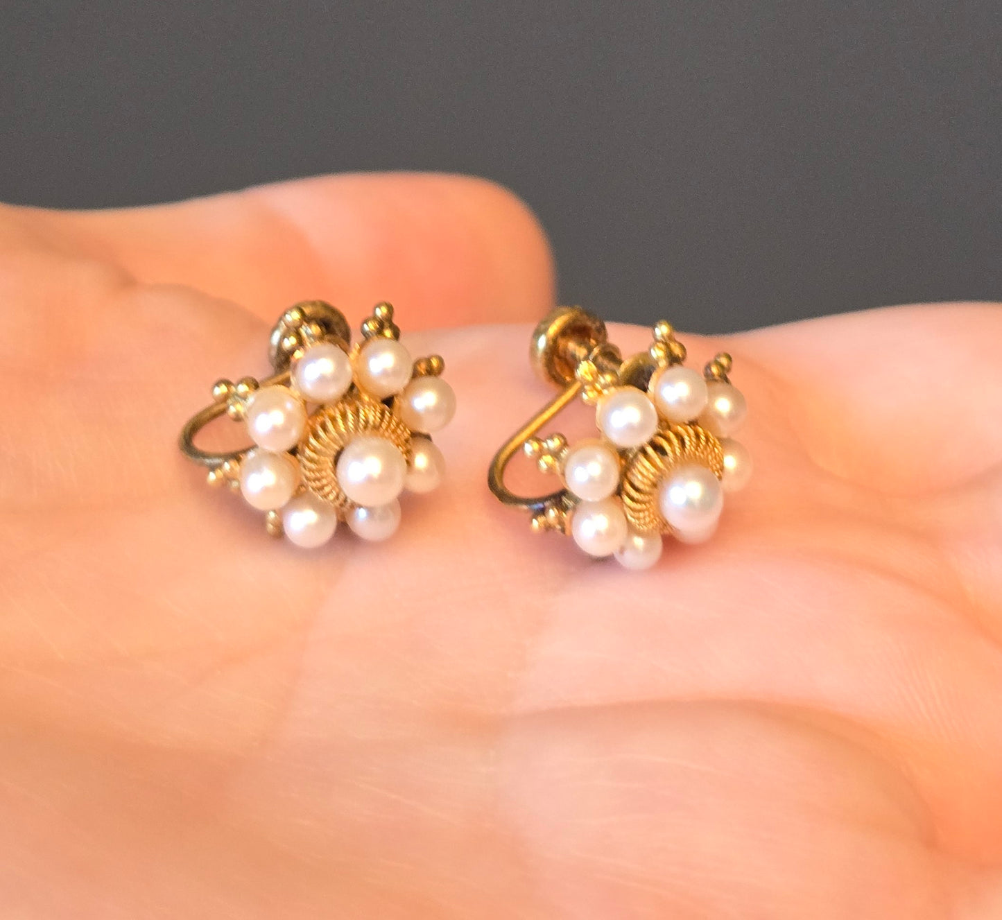Vintage 14K Gold and Pearl Earrings