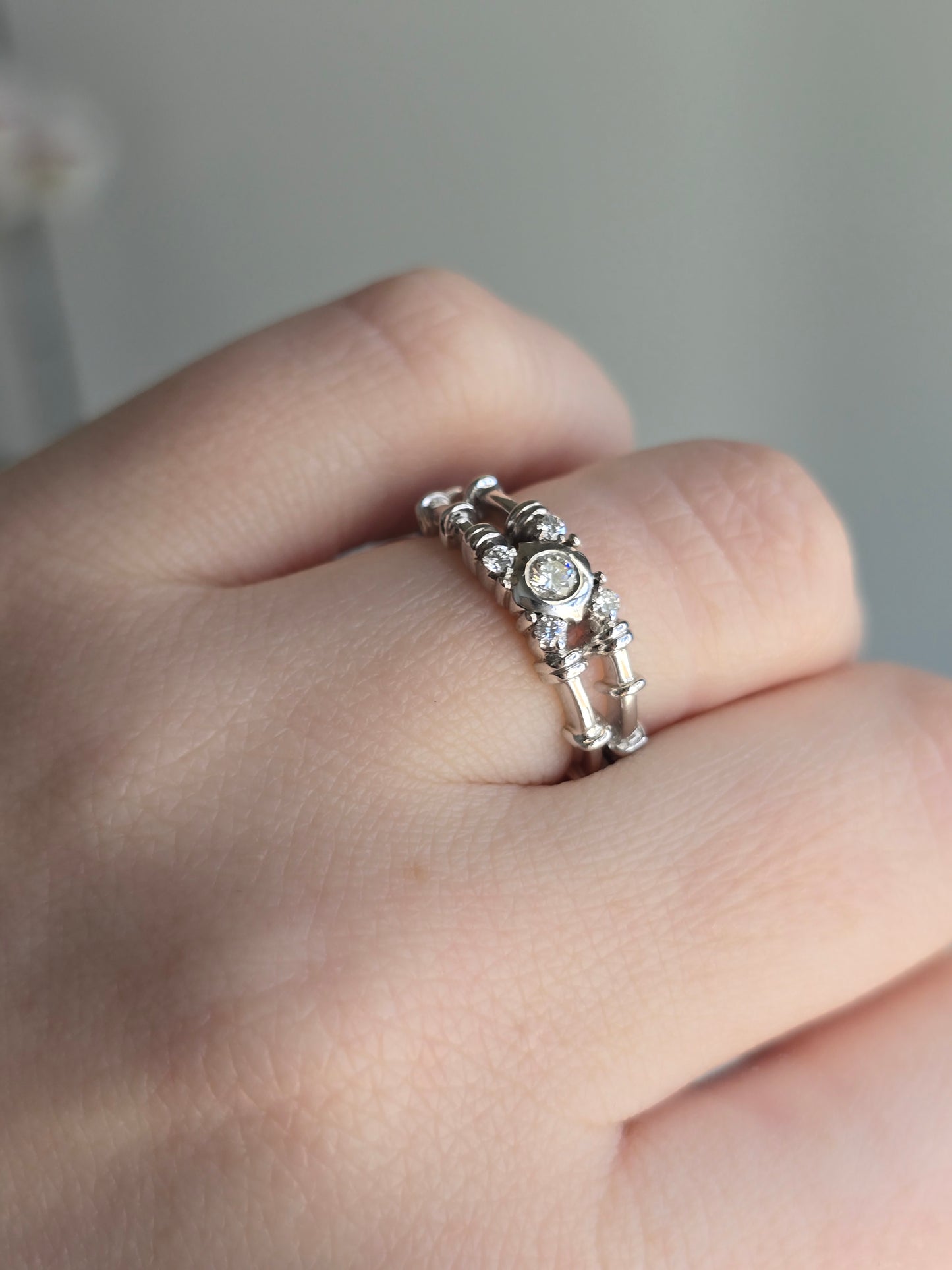 18k White Gold Bamboo Ring