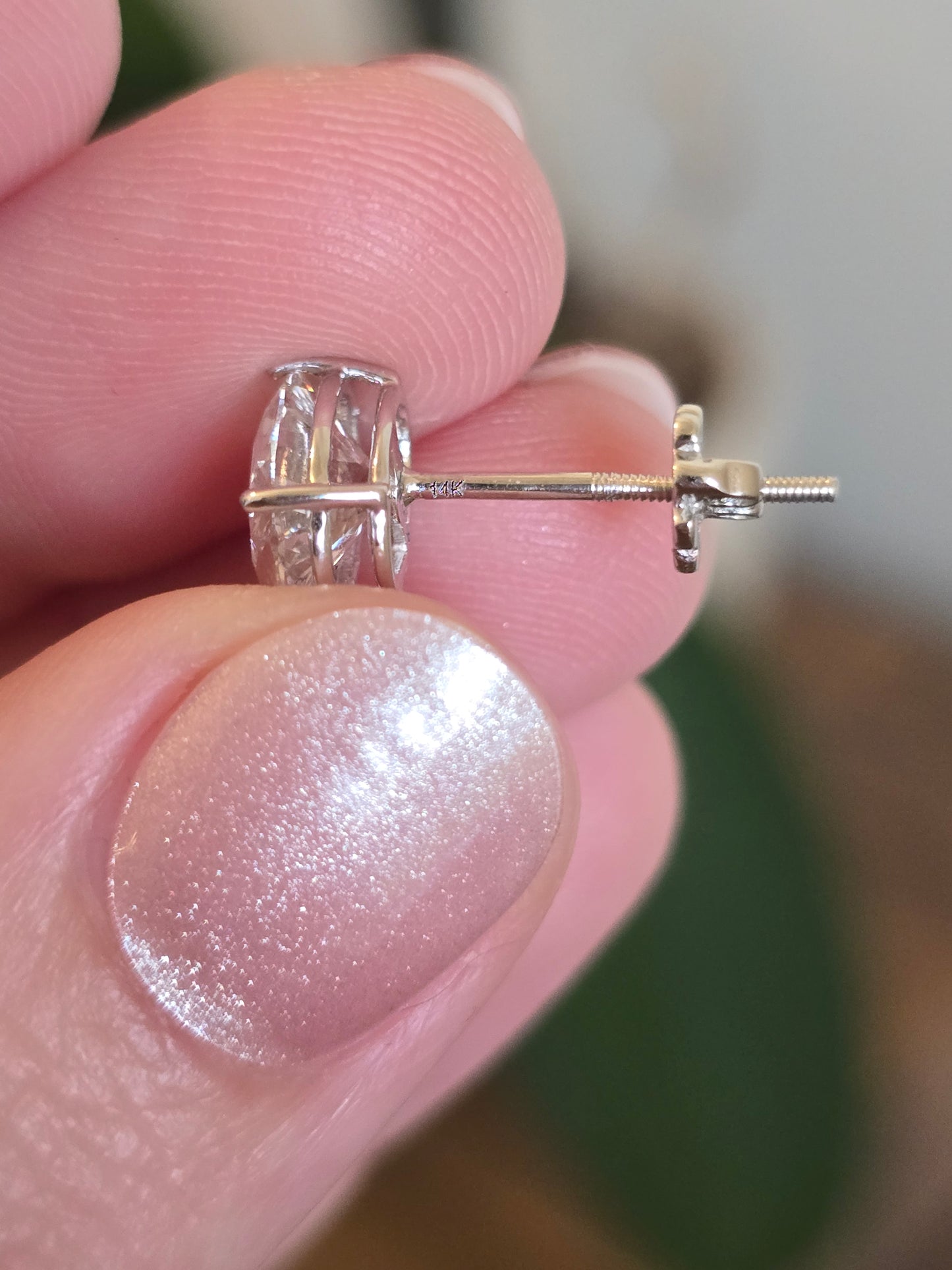 14k White Gold 3.1ct Oval Lab Diamond Studs